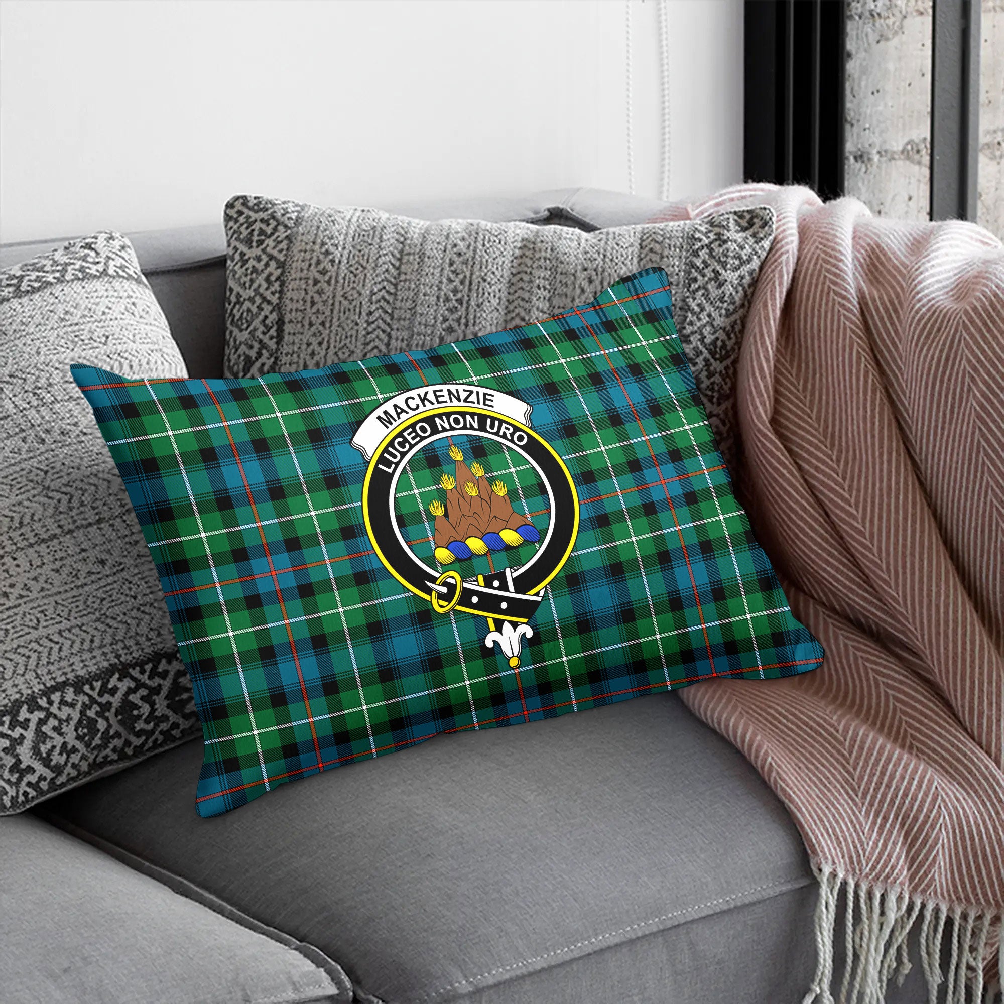 MacKenzie Ancient Tartan Crest Pillow Cover