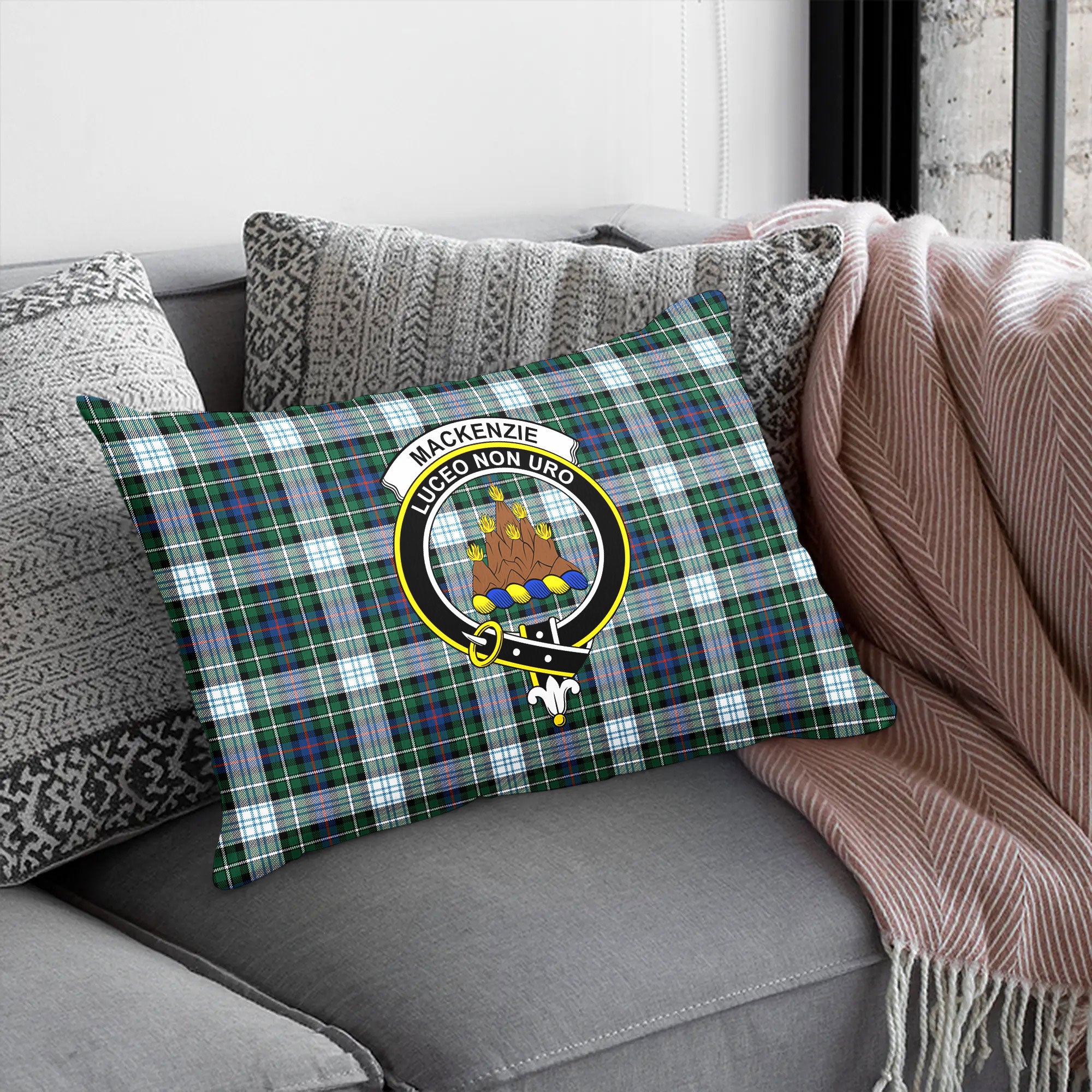 MacKenzie Dress Ancient Tartan Crest Pillow Cover