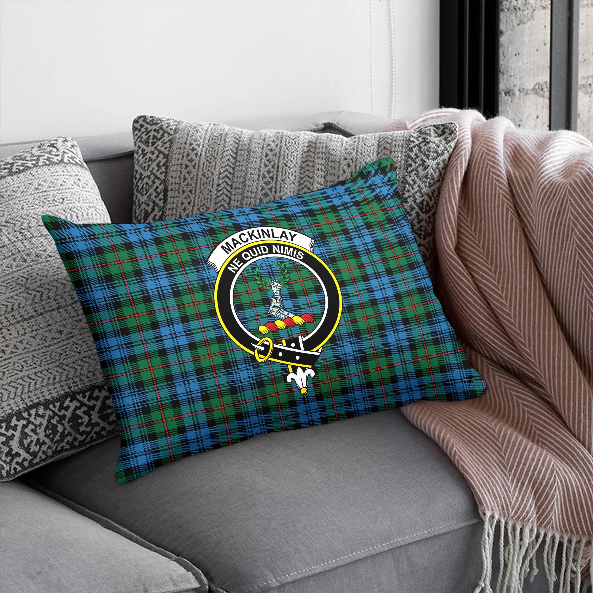 MacKinlay Ancient Tartan Crest Pillow Cover