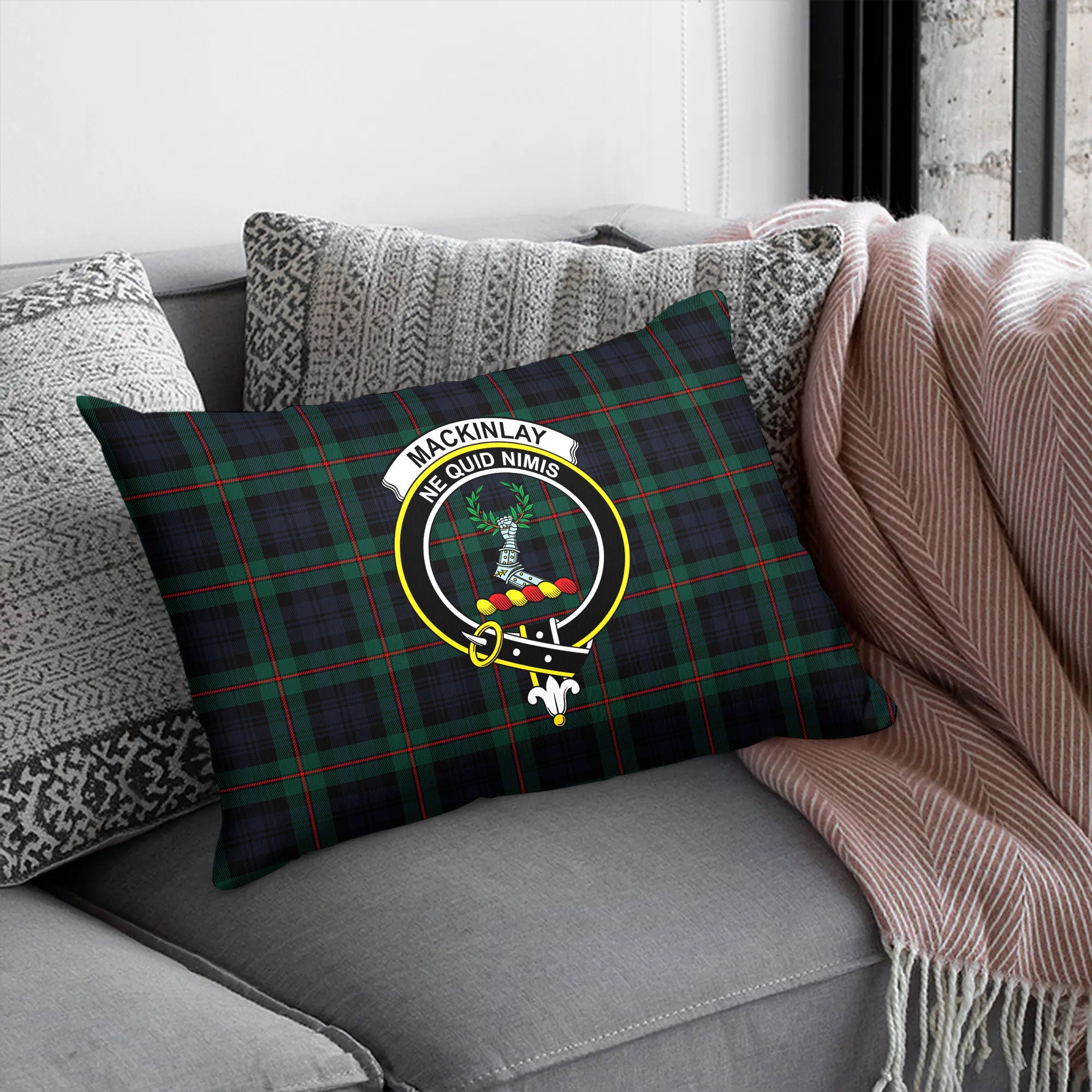 MacKinlay Modern Tartan Crest Pillow Cover