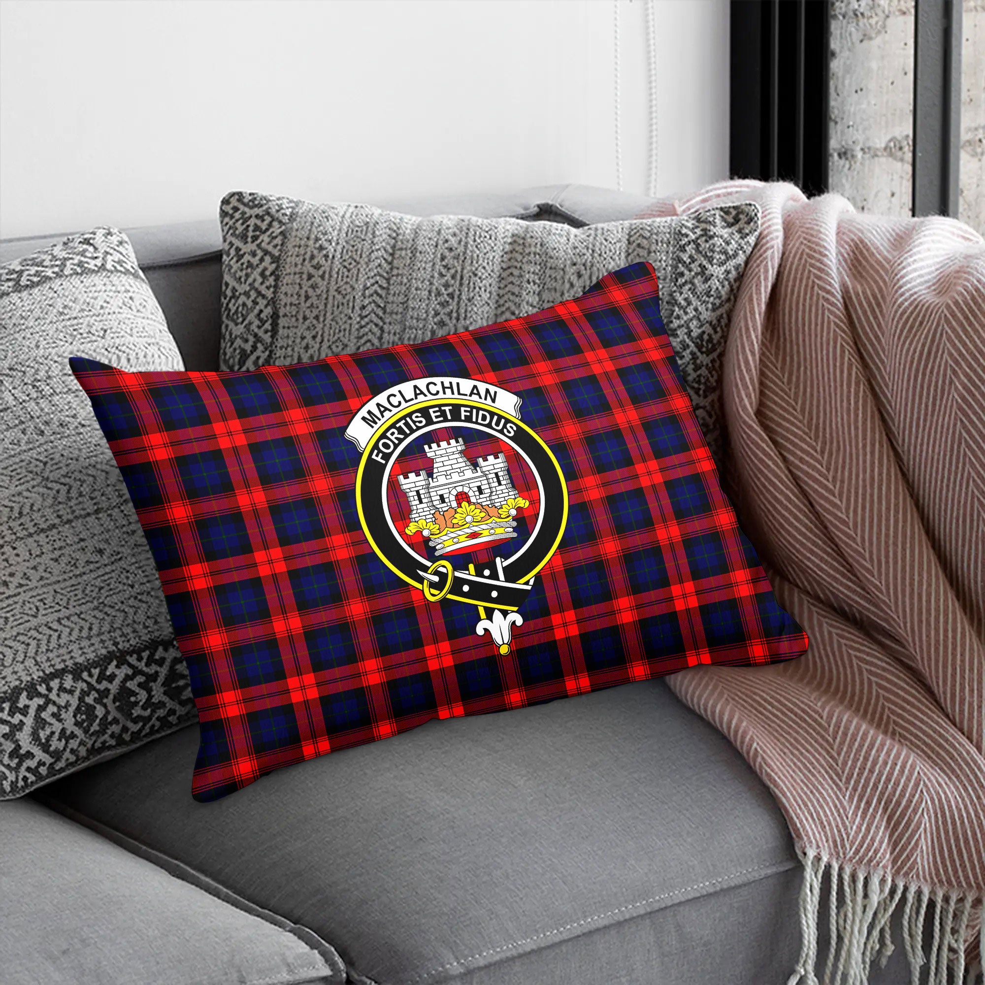 MacLachlan Modern Tartan Crest Pillow Cover