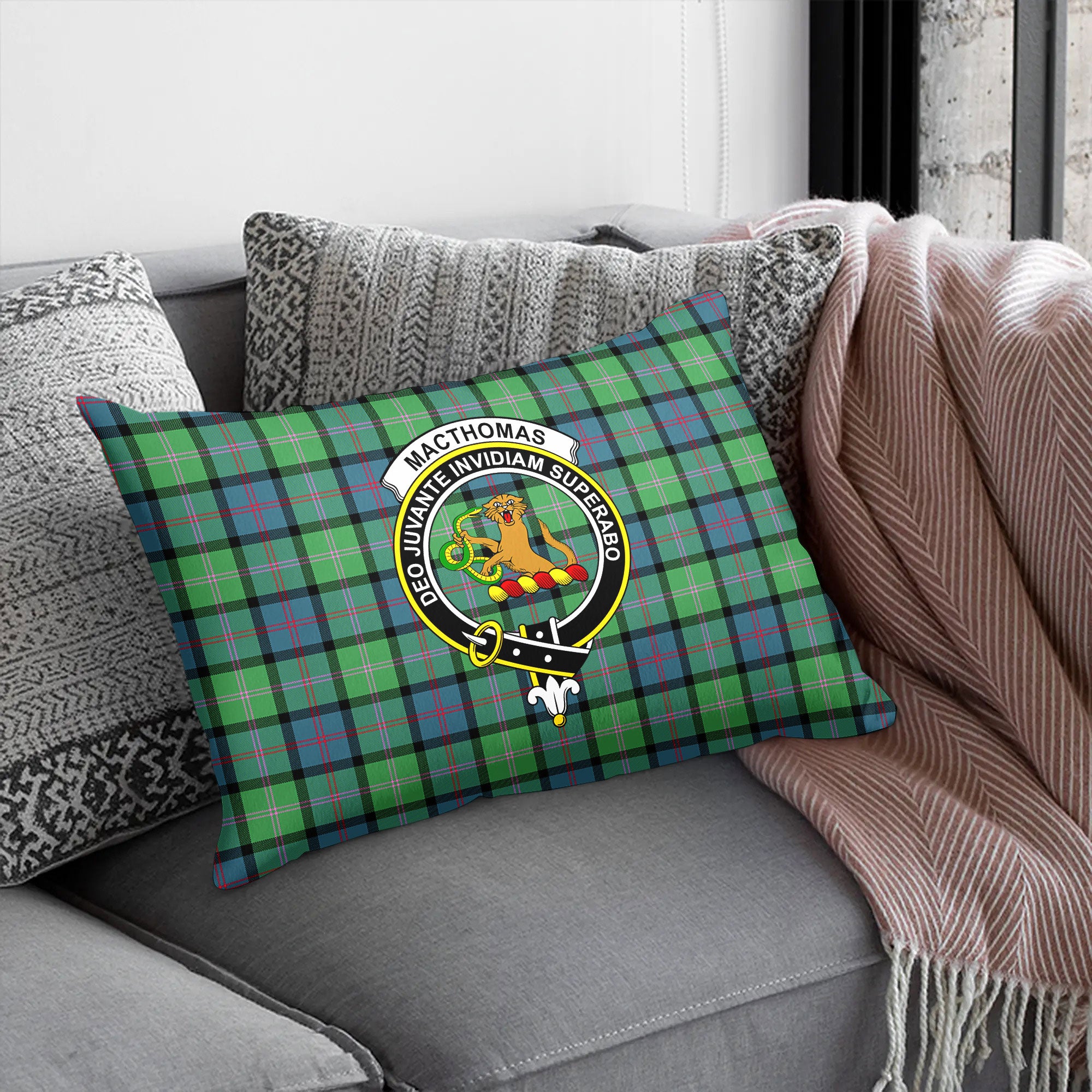 MacThomas Ancient Tartan Crest Pillow Cover