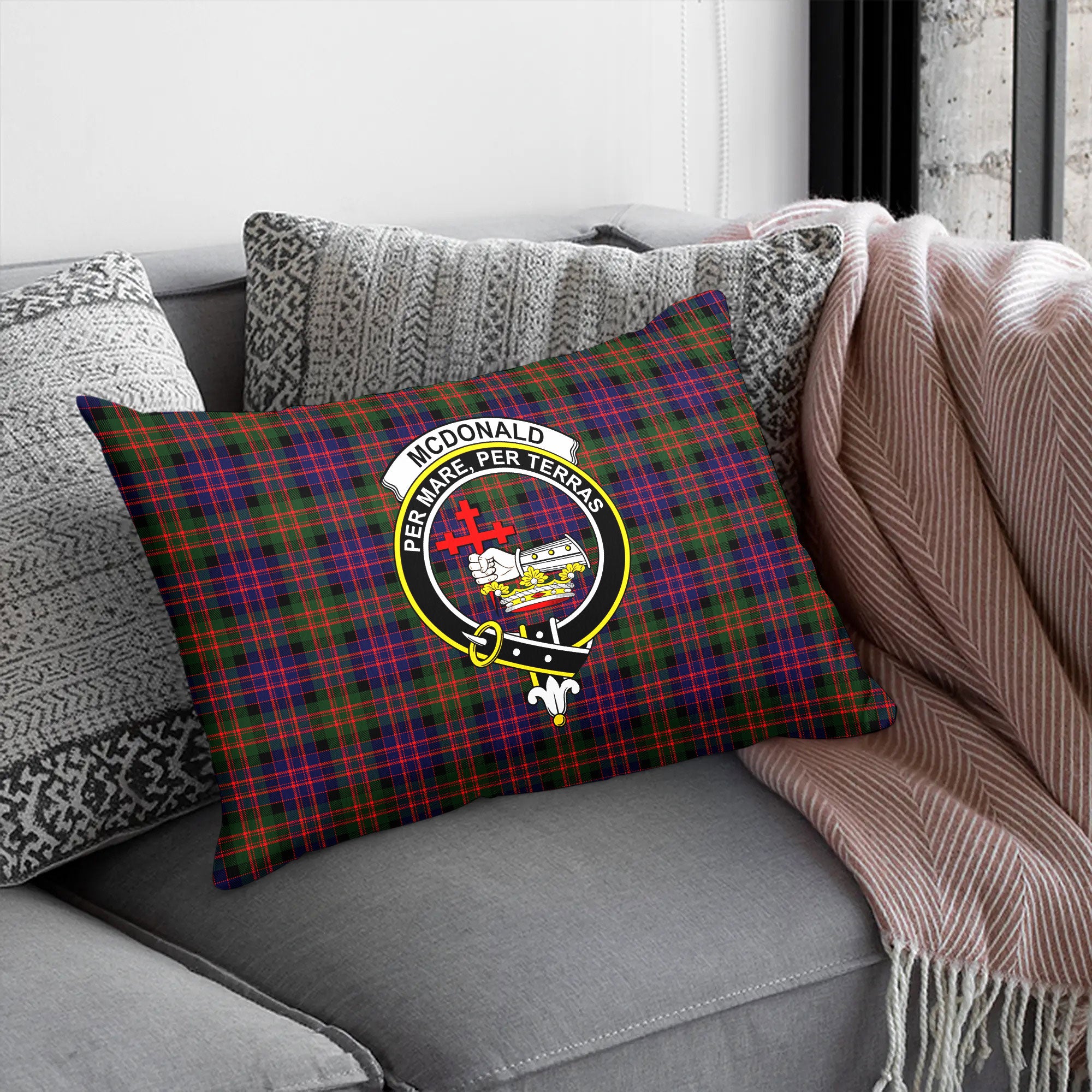 McDonald Modern Tartan Crest Pillow Cover