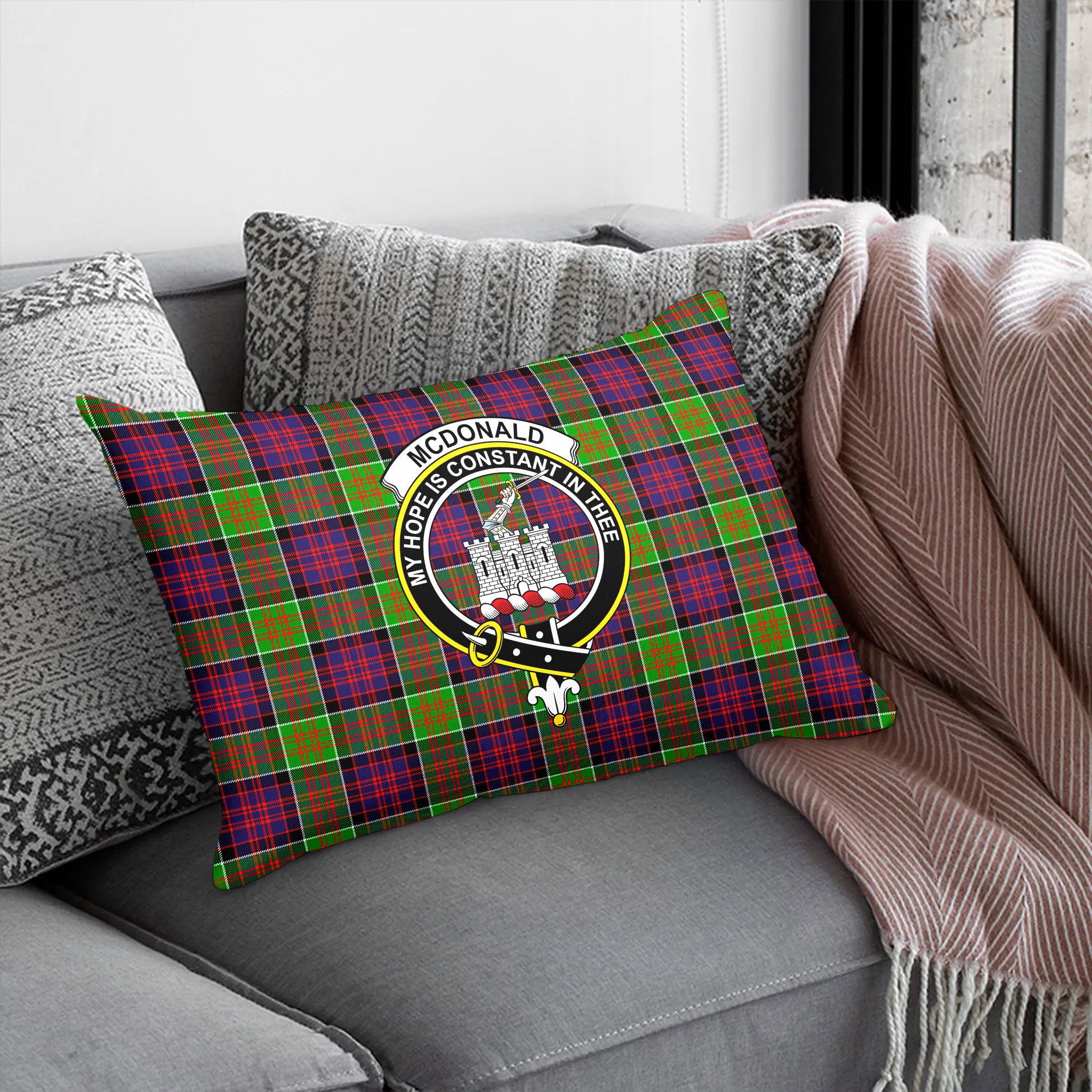 McDonald (Clan Ranald) Tartan Crest Pillow Cover