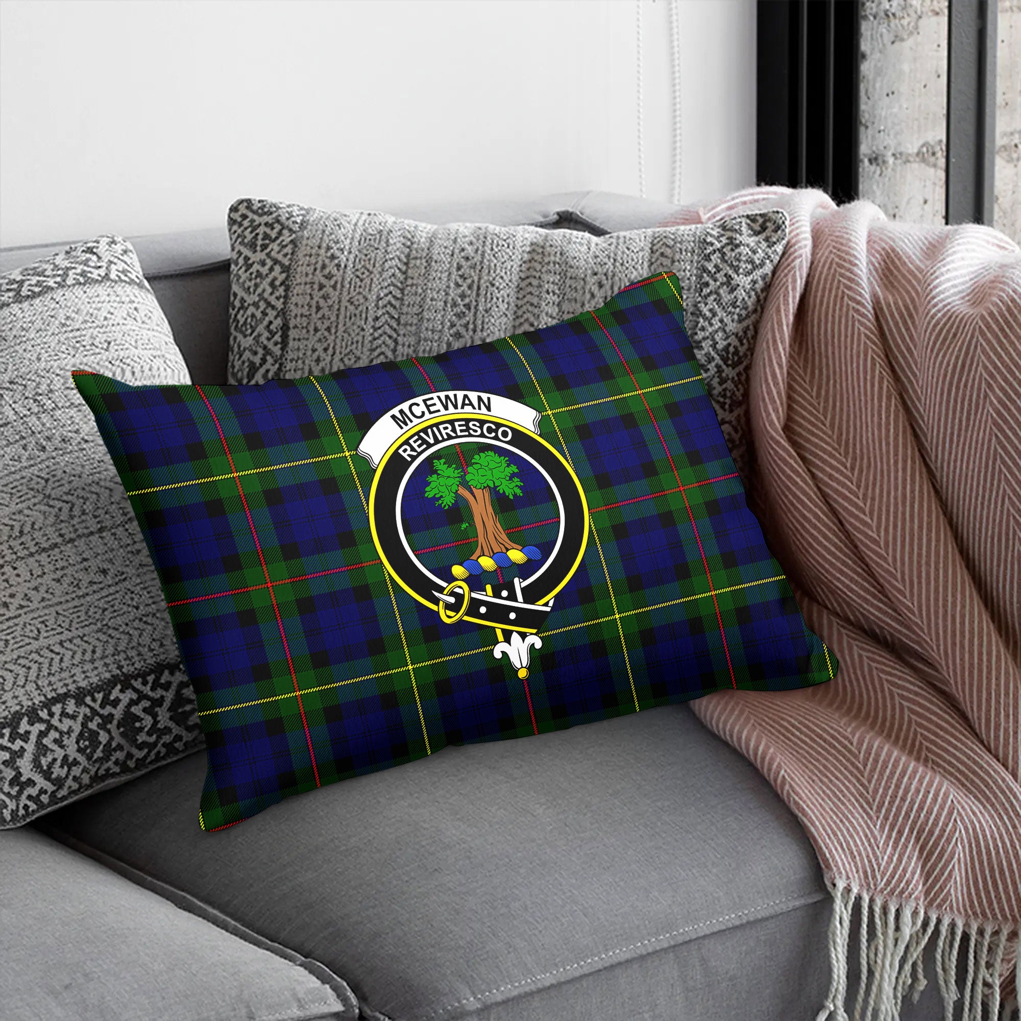 McEwan Modern Tartan Crest Pillow Cover