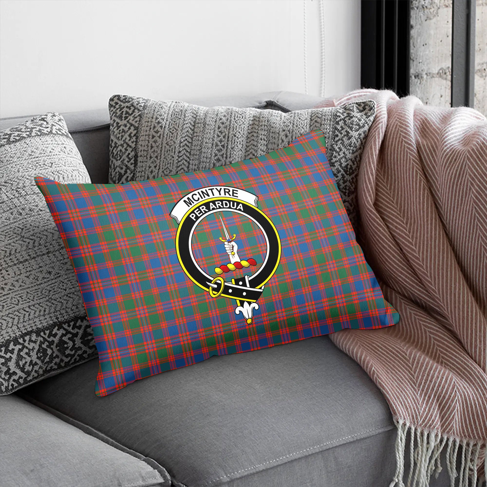 McIntyre Ancient Tartan Crest Pillow Cover