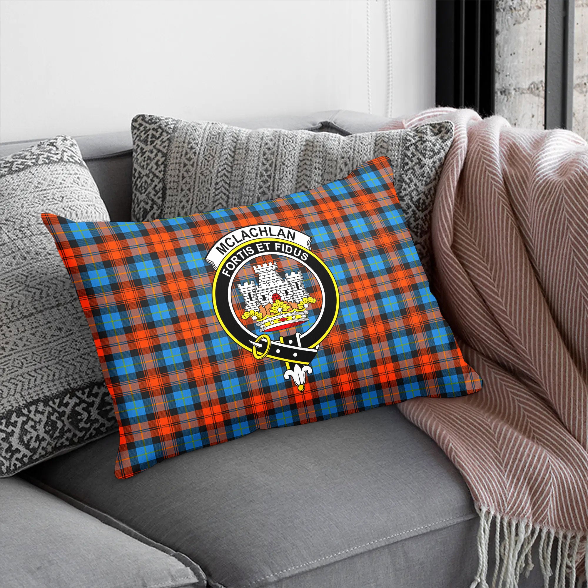 McLachlan Ancient Tartan Crest Pillow Cover