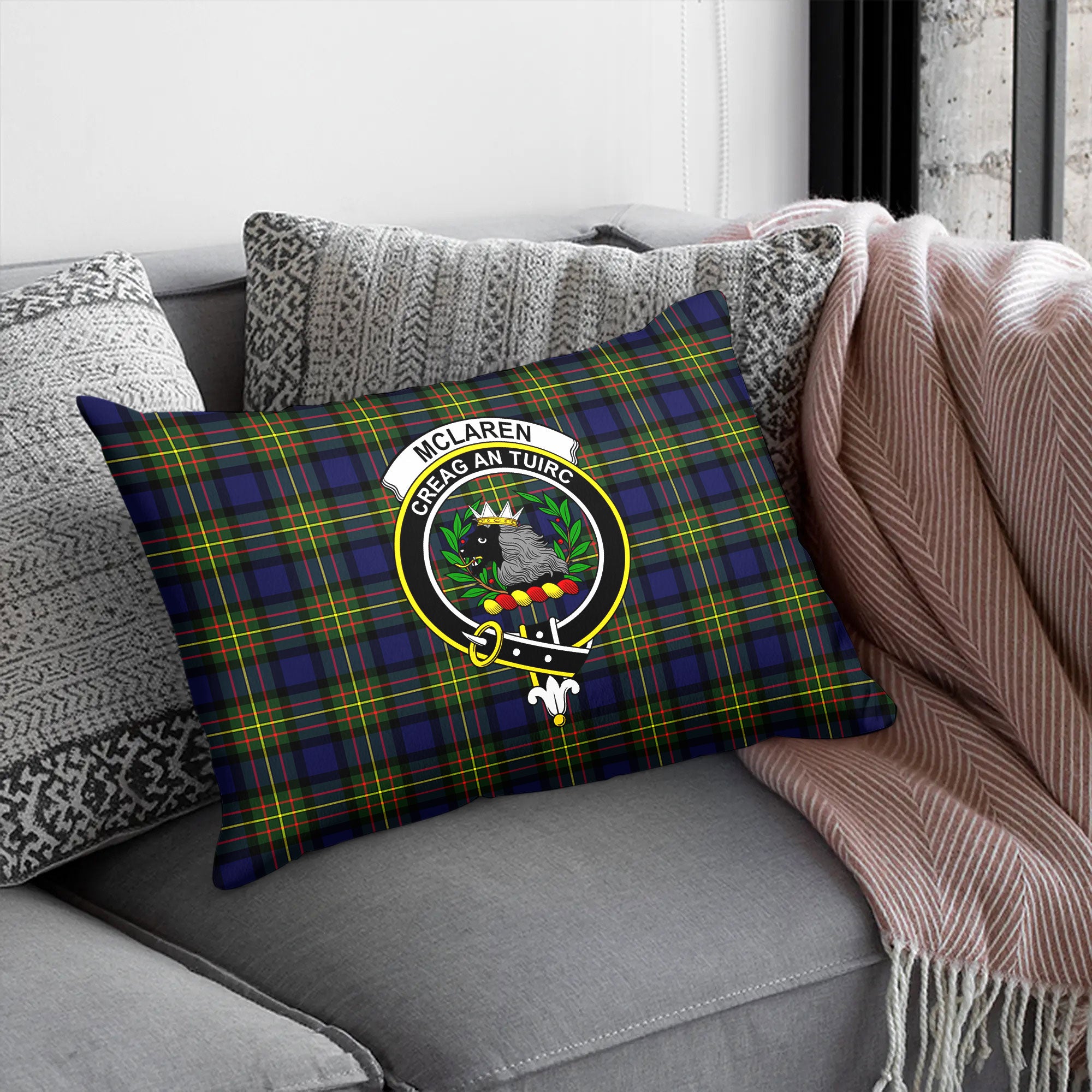 McLaren Modern Tartan Crest Pillow Cover