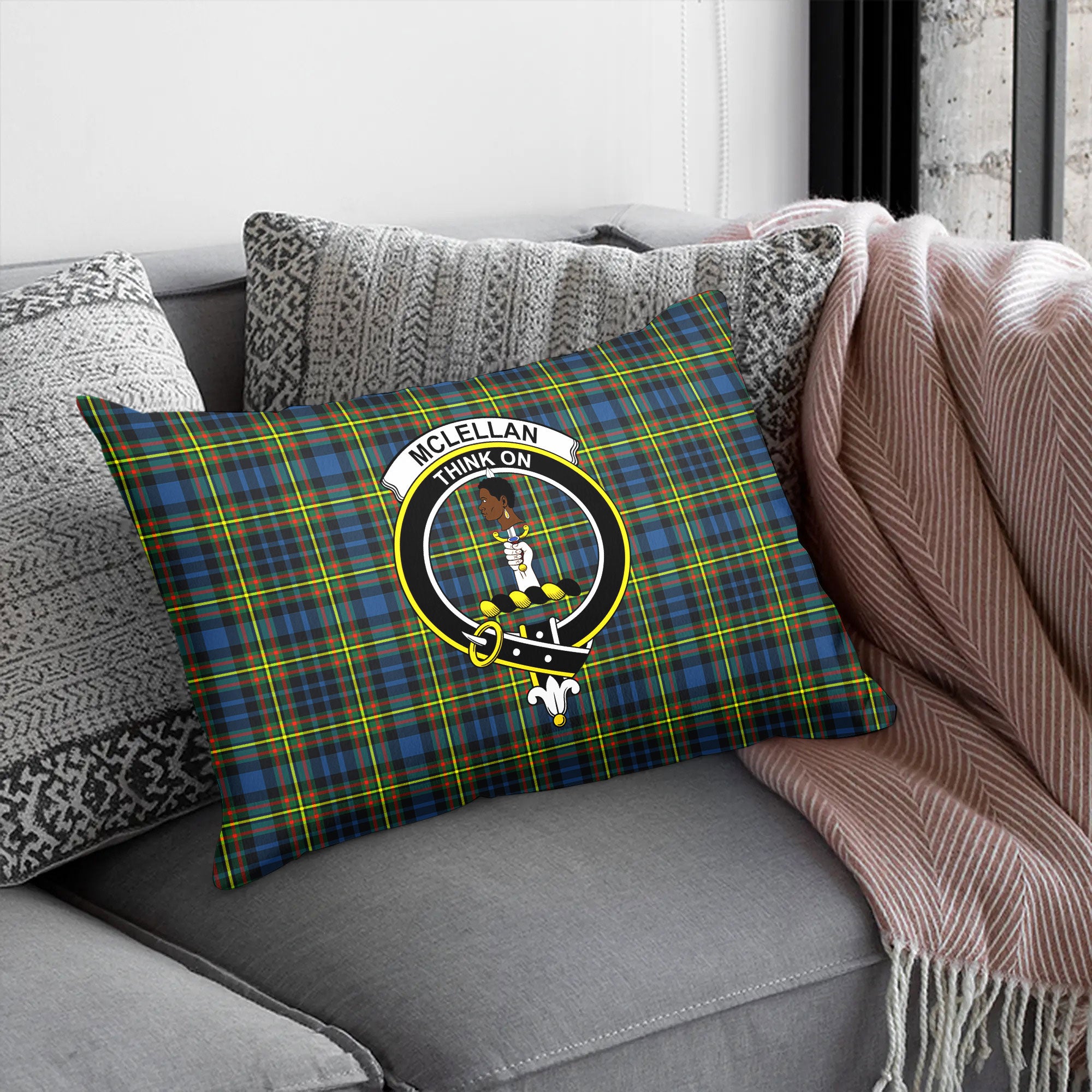 McLellan Ancient Tartan Crest Pillow Cover