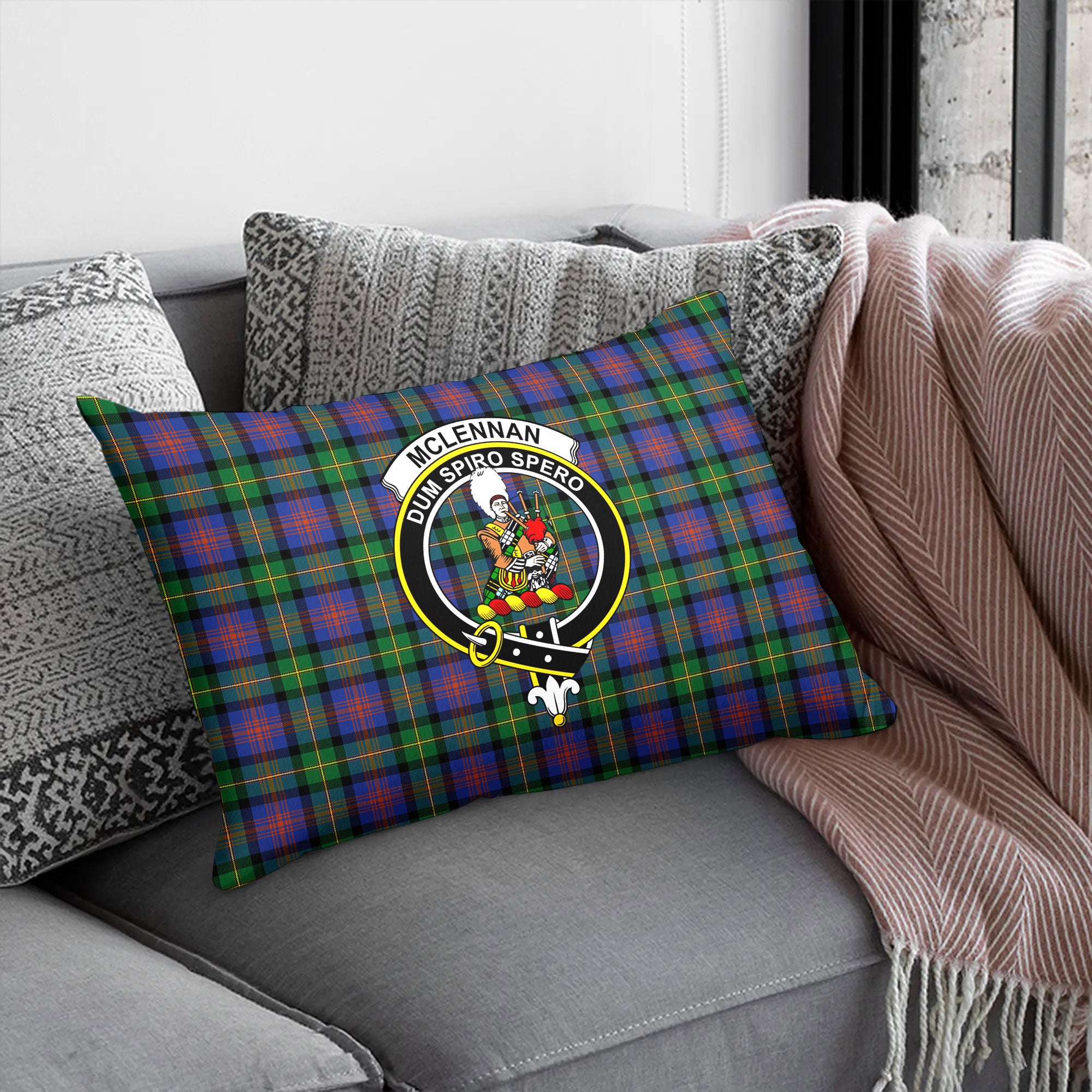 McLennan Ancient Tartan Crest Pillow Cover