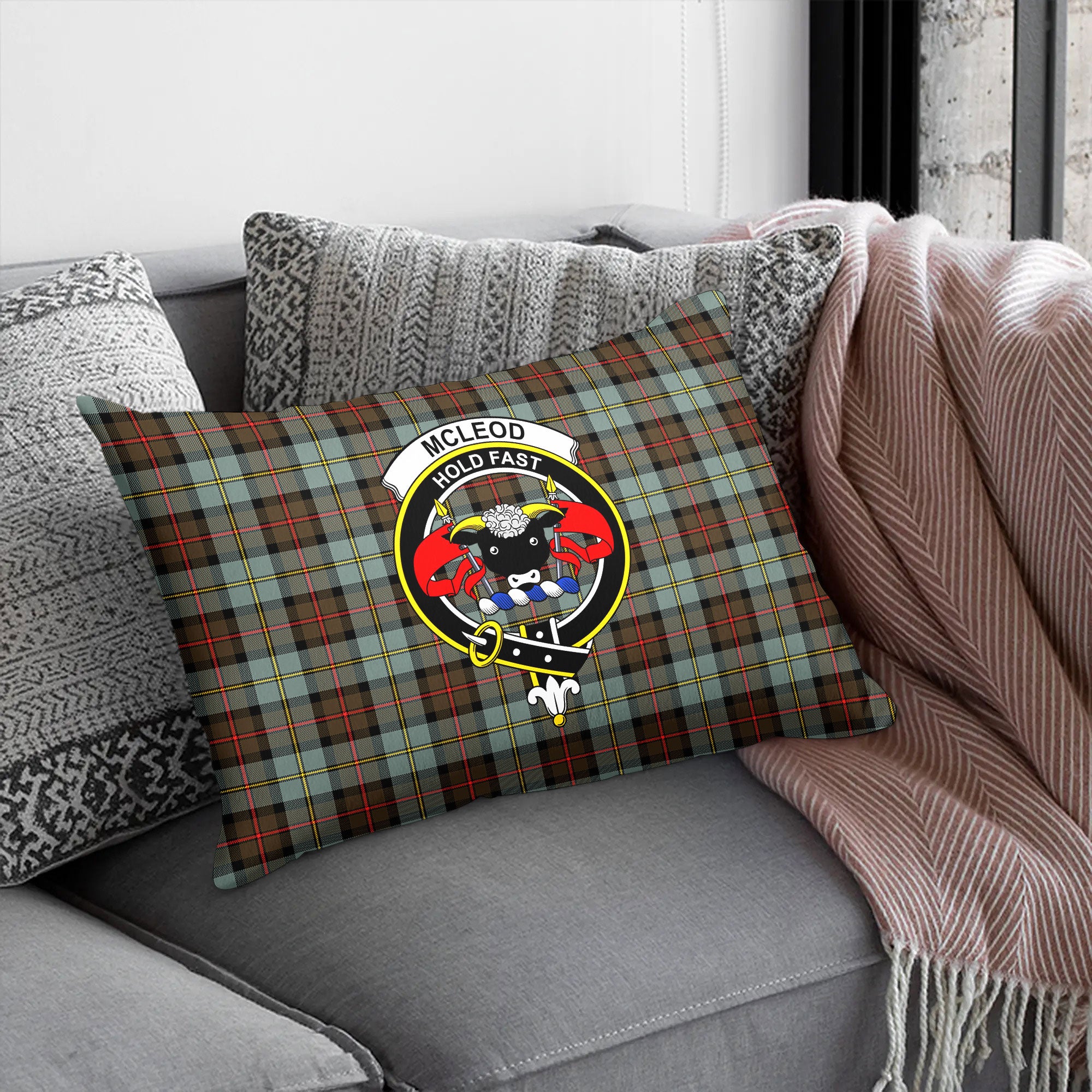 McLeod of Harris Weathered Tartan Crest Pillow Cover