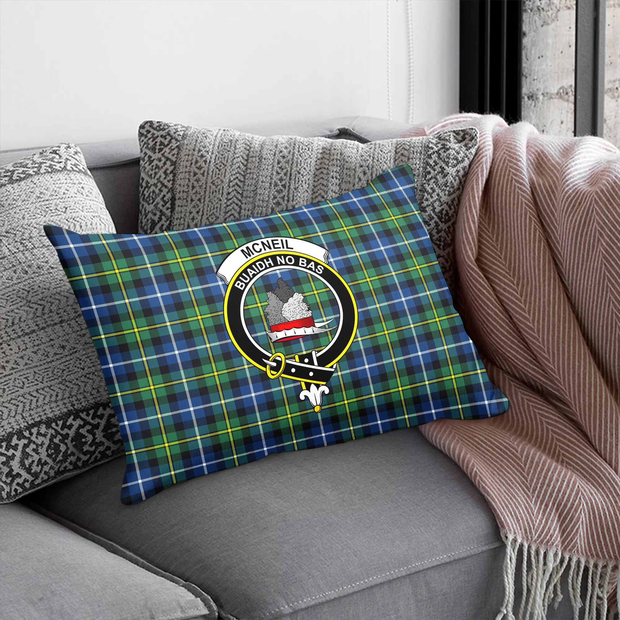 McNeil of Barra Ancient Tartan Crest Pillow Cover