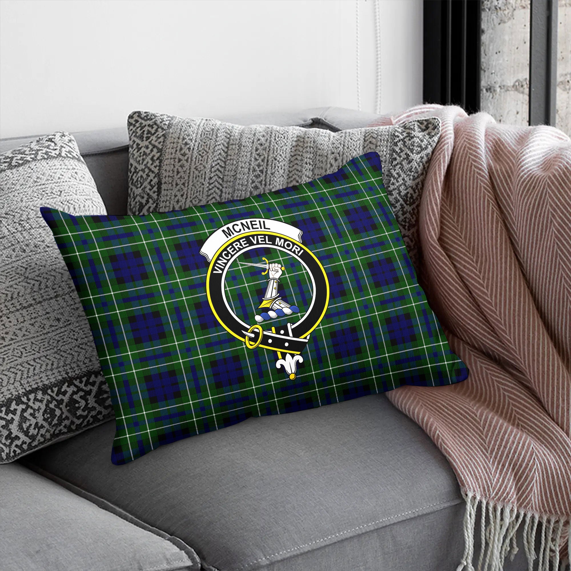 McNeil of Colonsay Modern Tartan Crest Pillow Cover