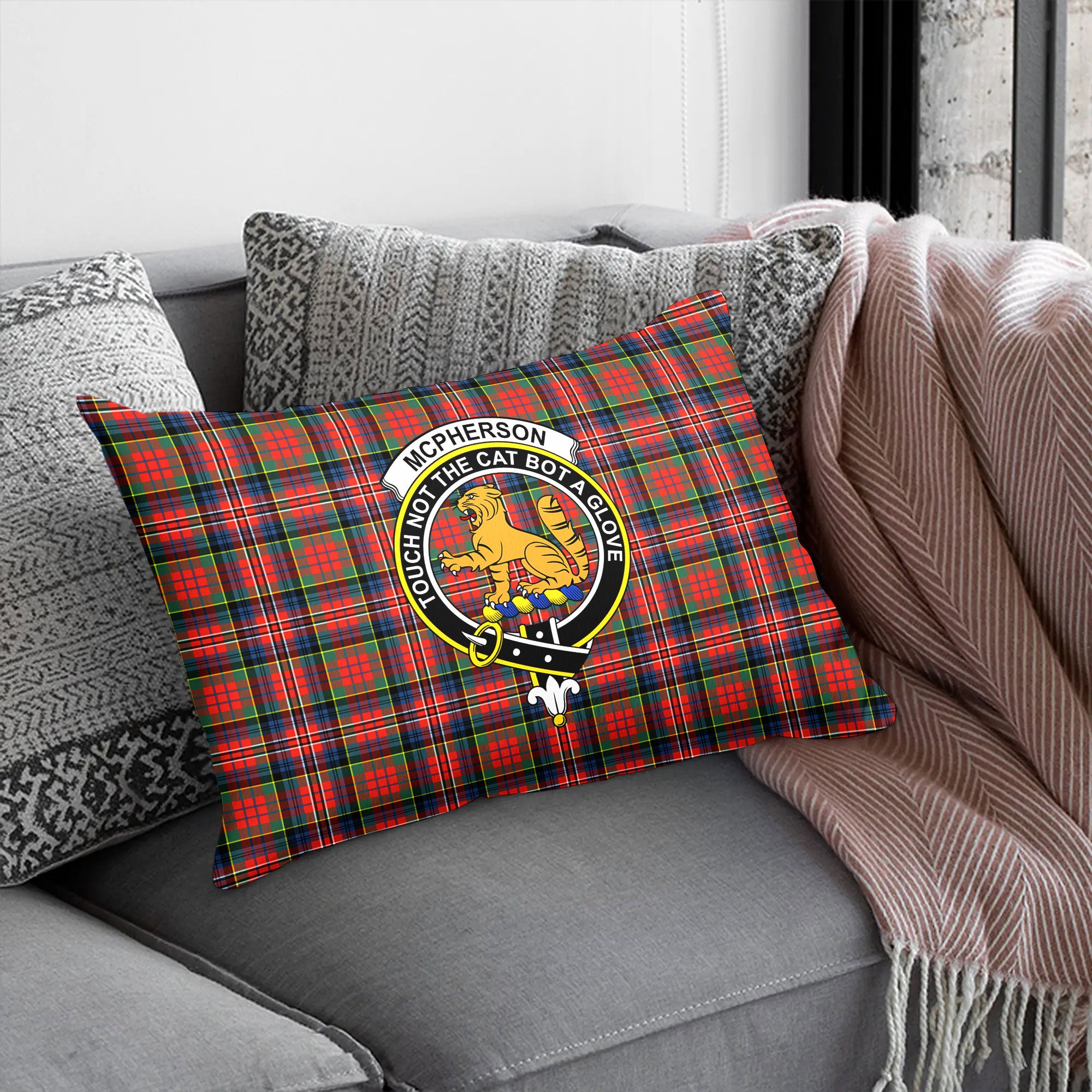 McPherson Ancient Tartan Crest Pillow Cover