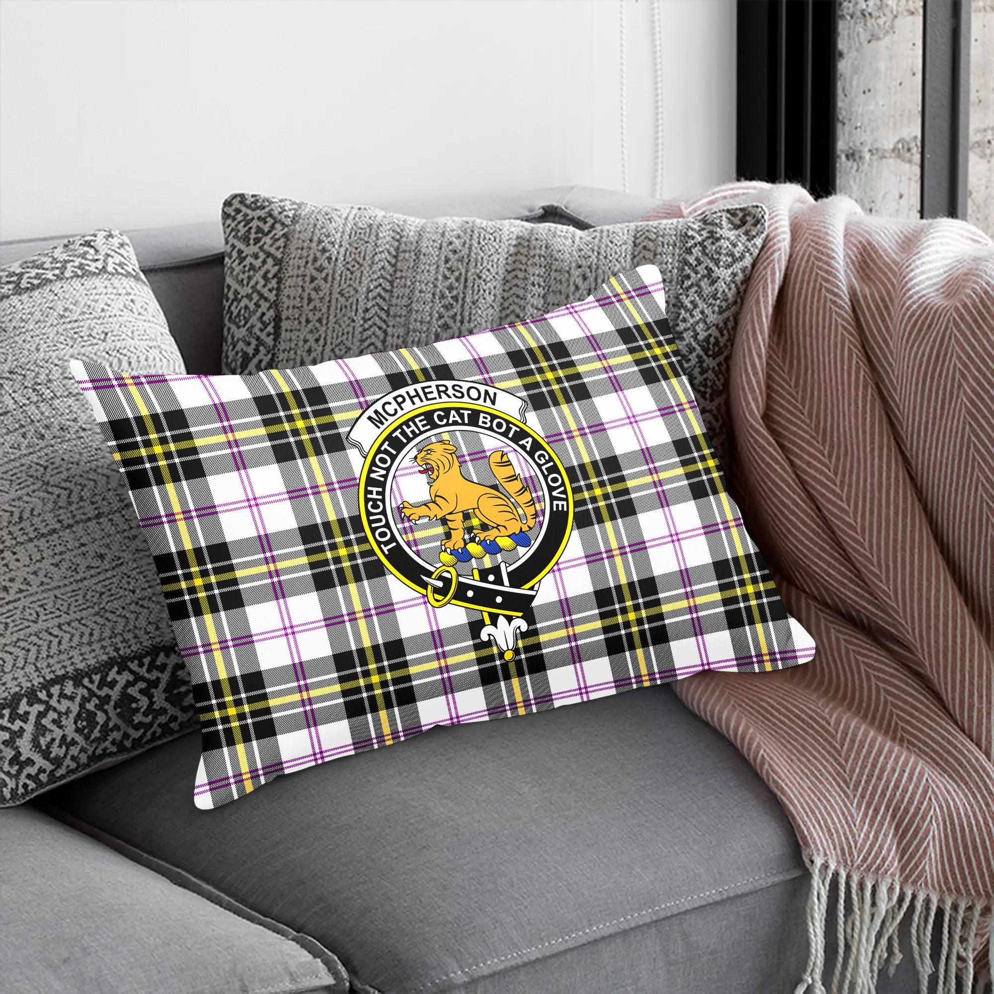 McPherson Dress Modern Tartan Crest Pillow Cover