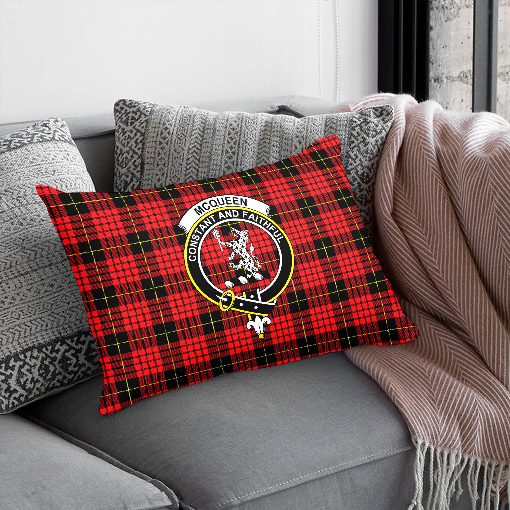 McQueen Modern Tartan Crest Pillow Cover