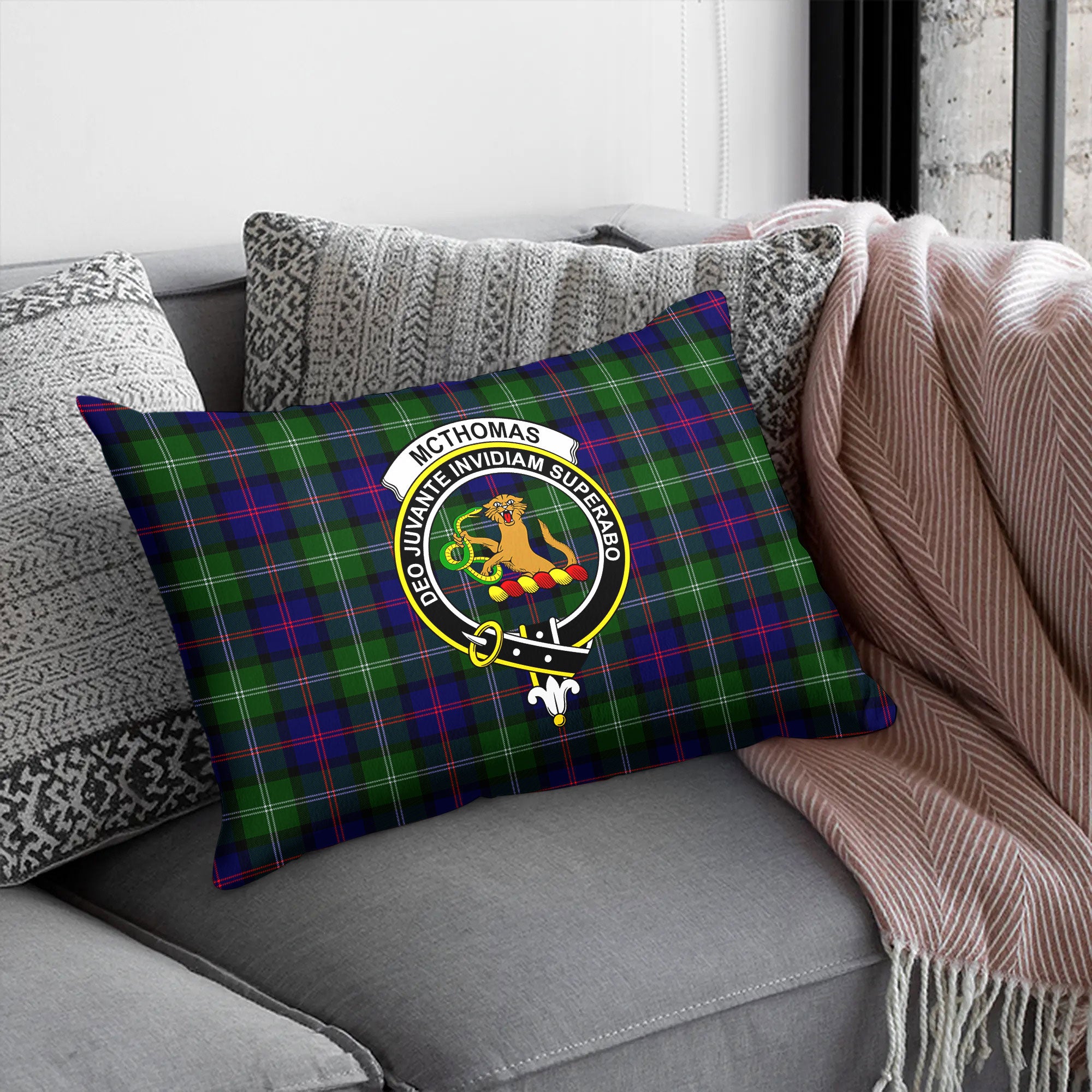 McThomas Modern Tartan Crest Pillow Cover