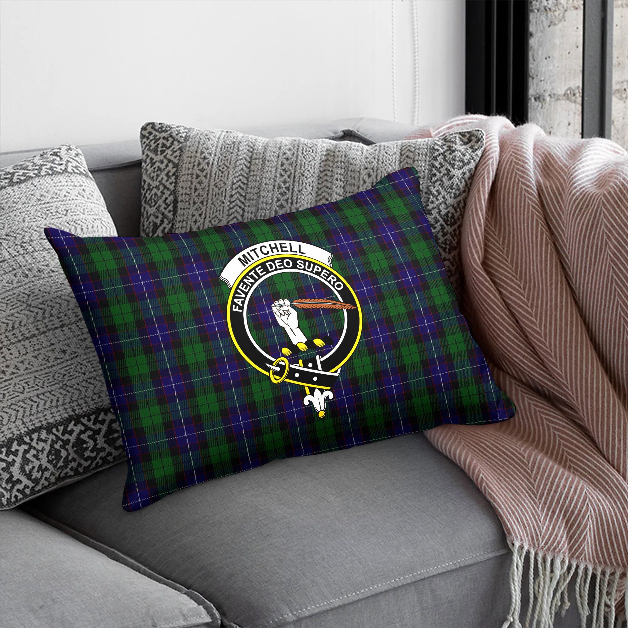 Mitchell Tartan Crest Pillow Cover