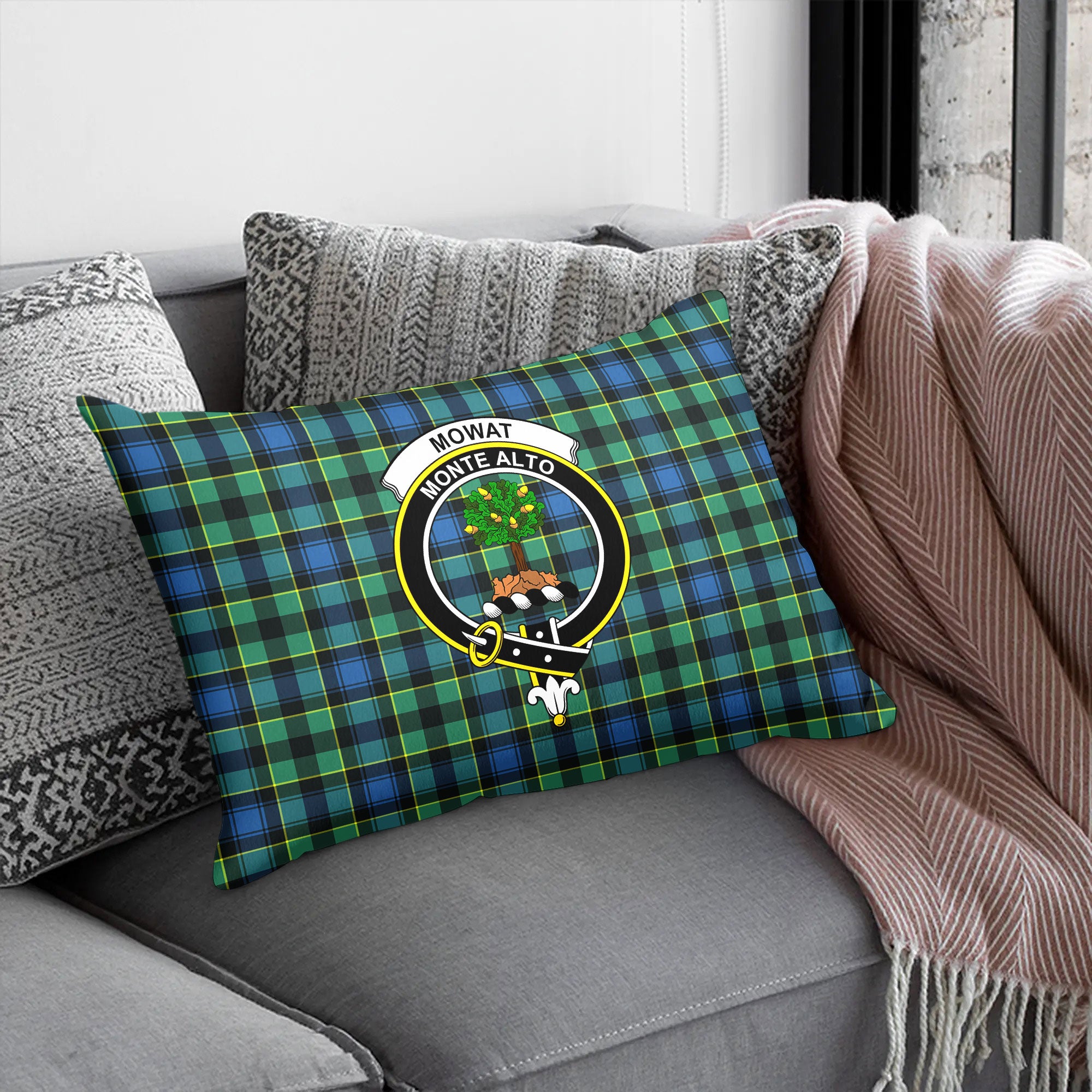 Mowat Ancient Tartan Crest Pillow Cover