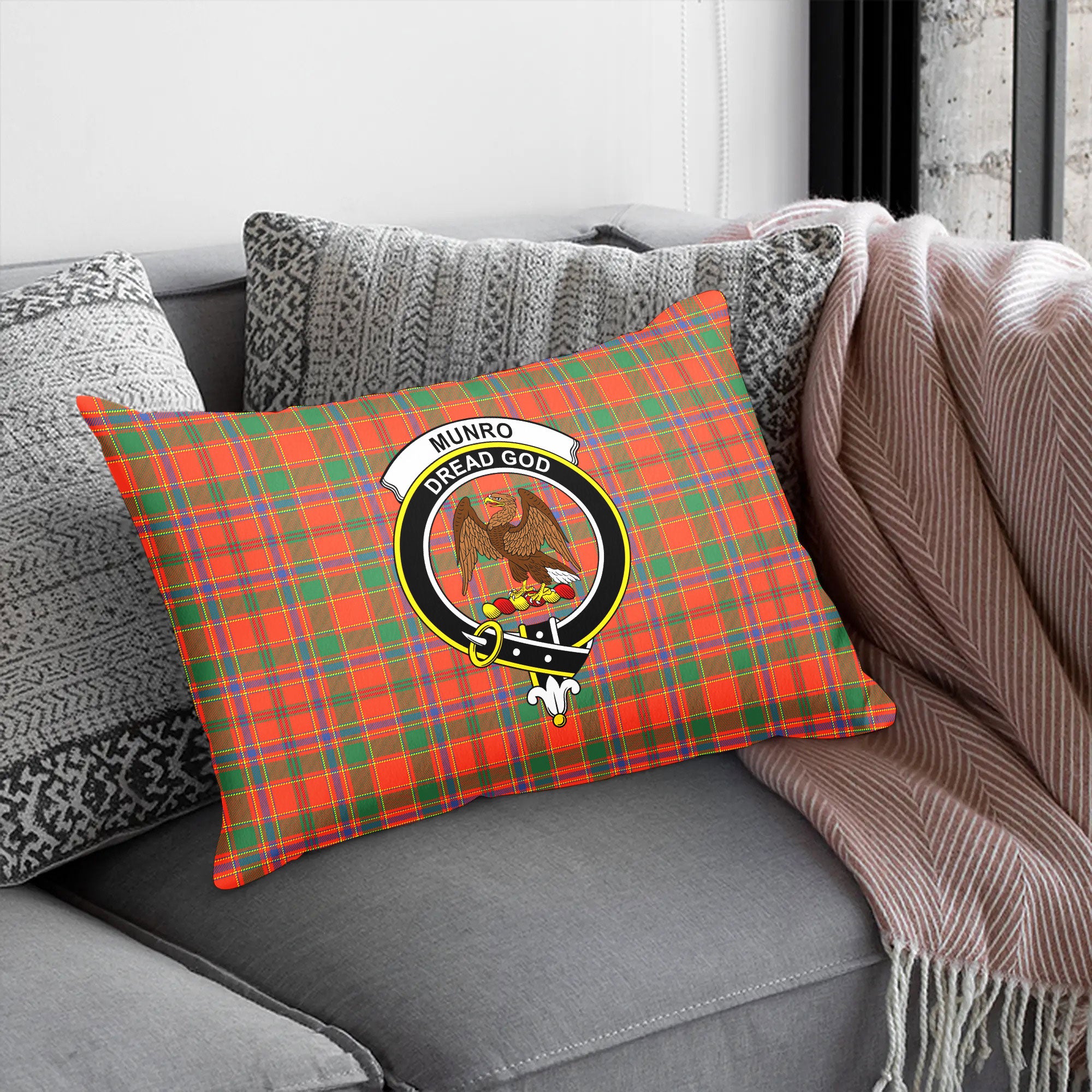 Munro Ancient Tartan Crest Pillow Cover