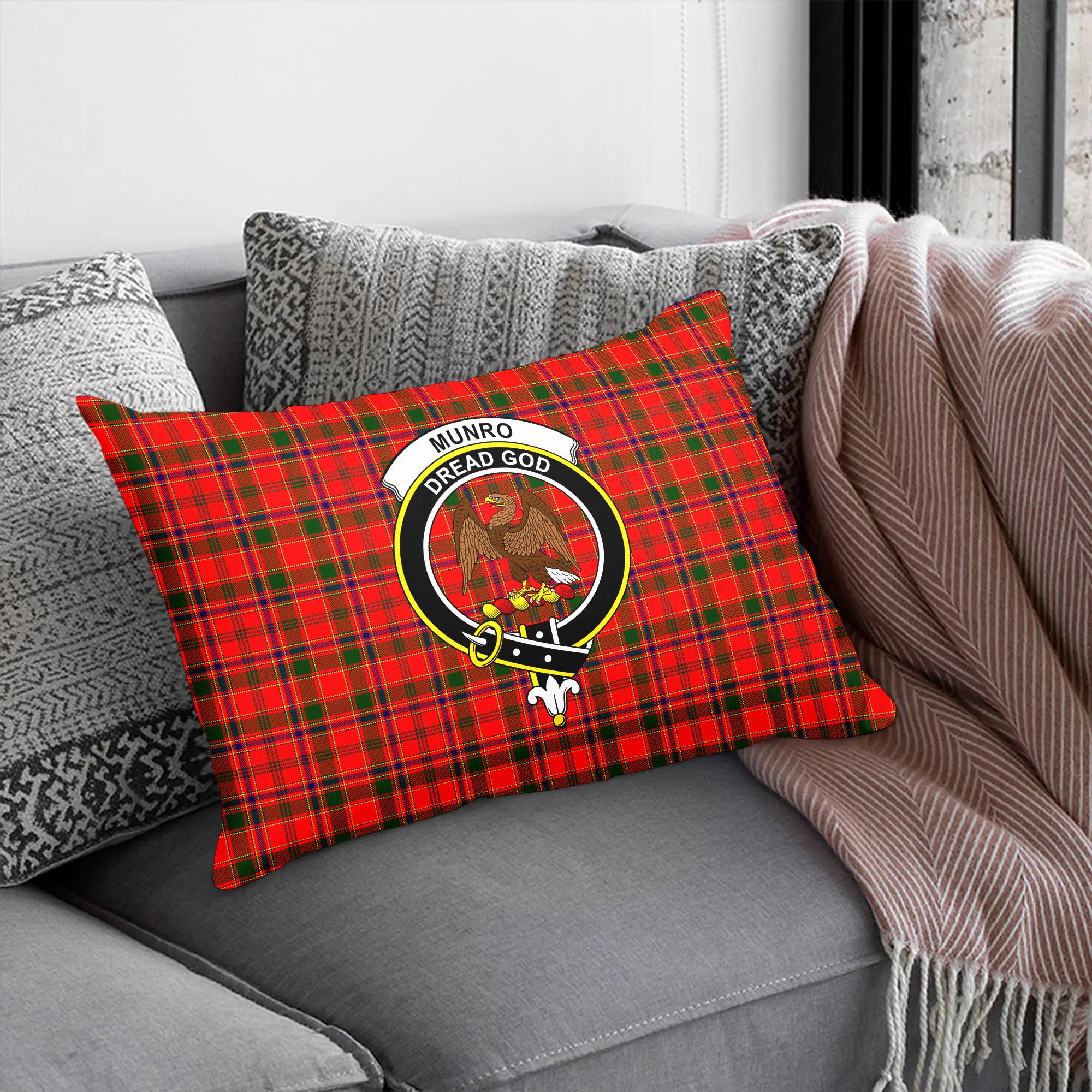 Munro Modern Tartan Crest Pillow Cover