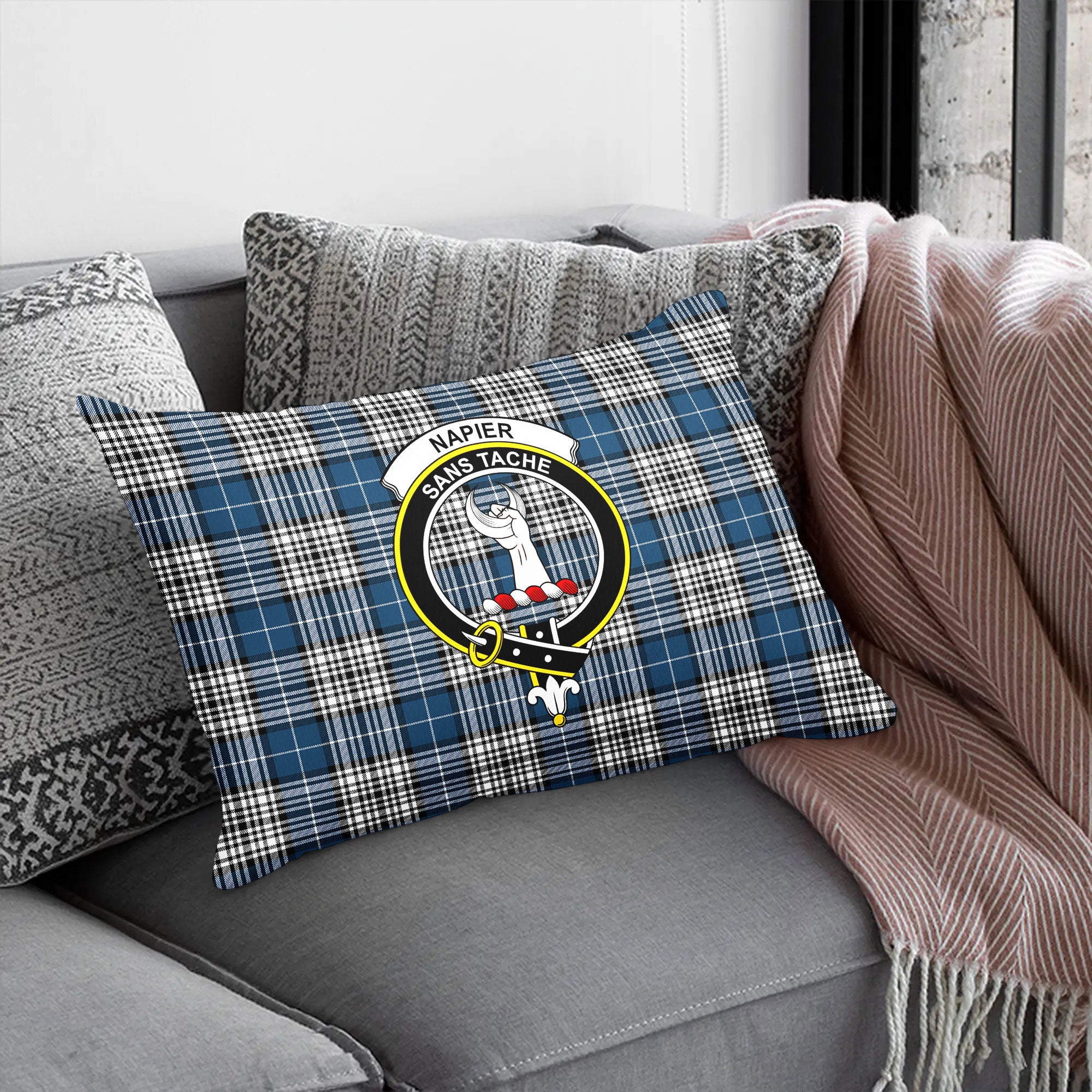 Napier Modern Tartan Crest Pillow Cover