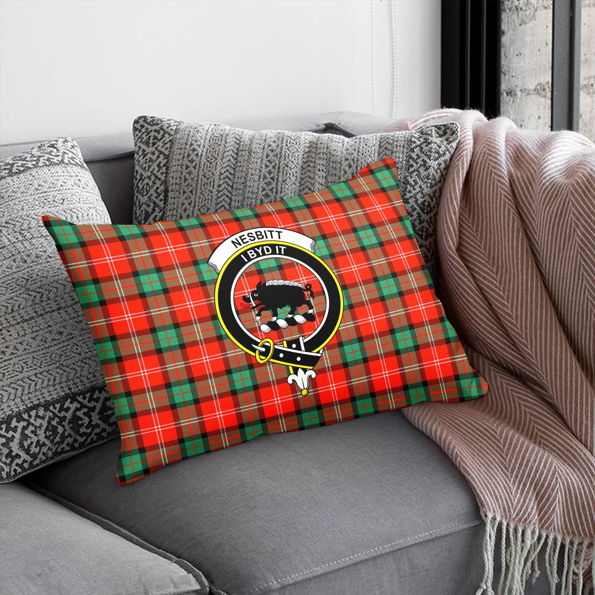 Nesbitt Ancient Tartan Crest Pillow Cover