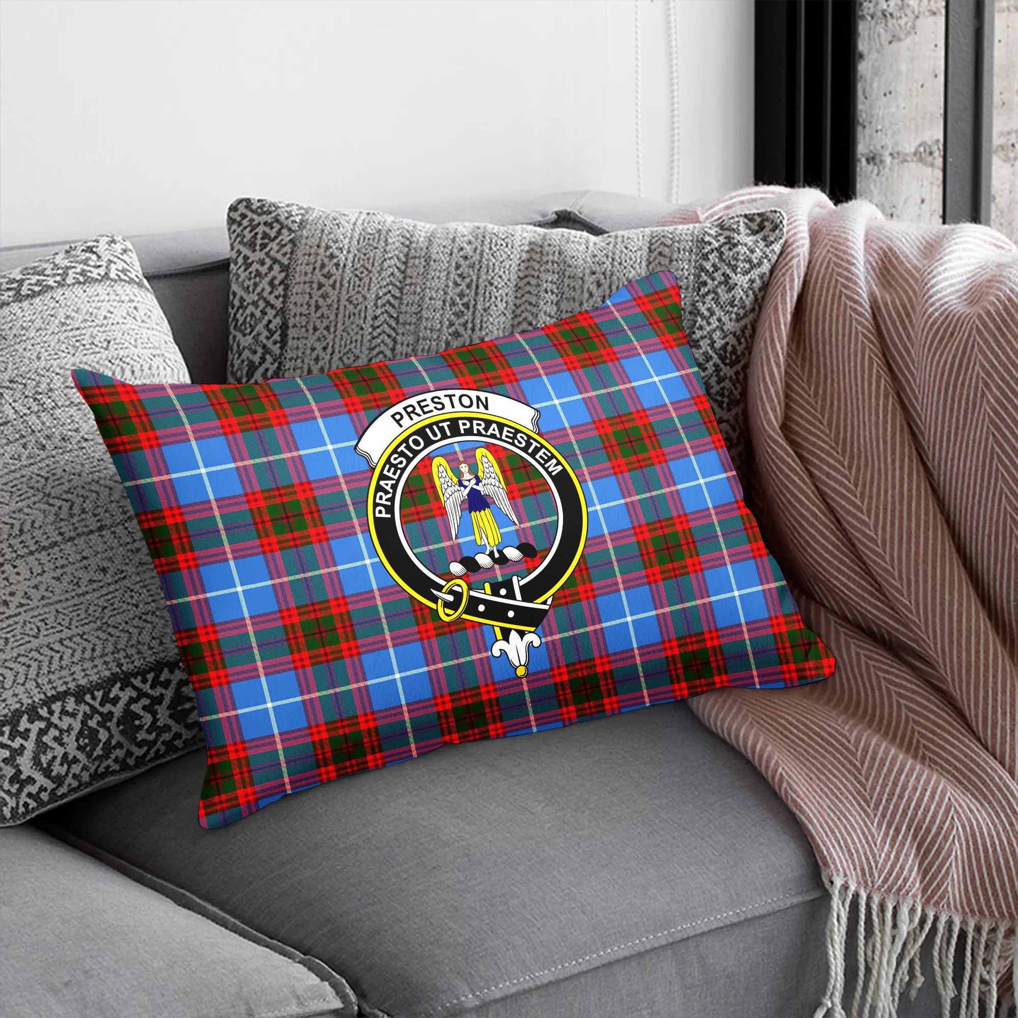 Preston Tartan Crest Pillow Cover