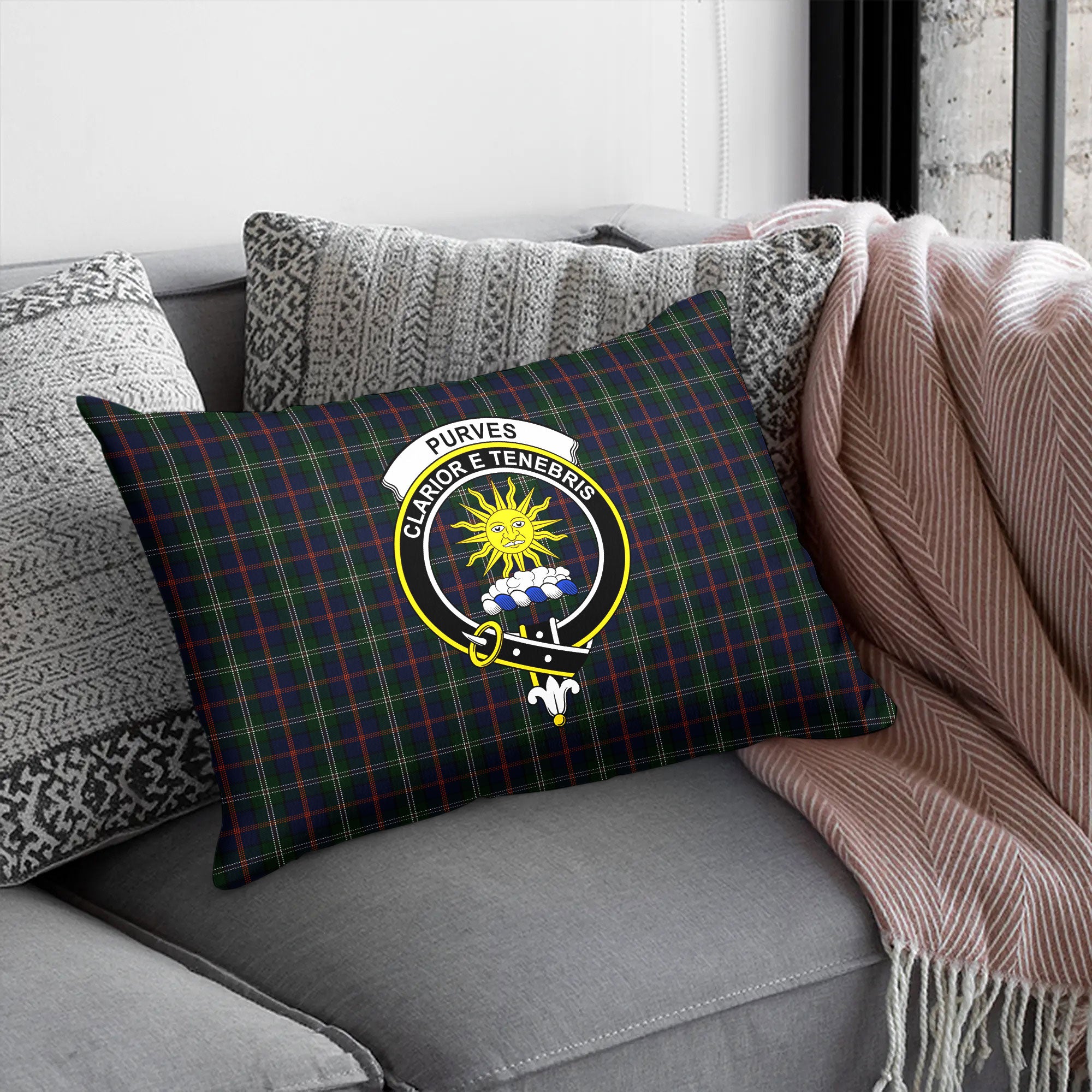 Purves Tartan Crest Pillow Cover