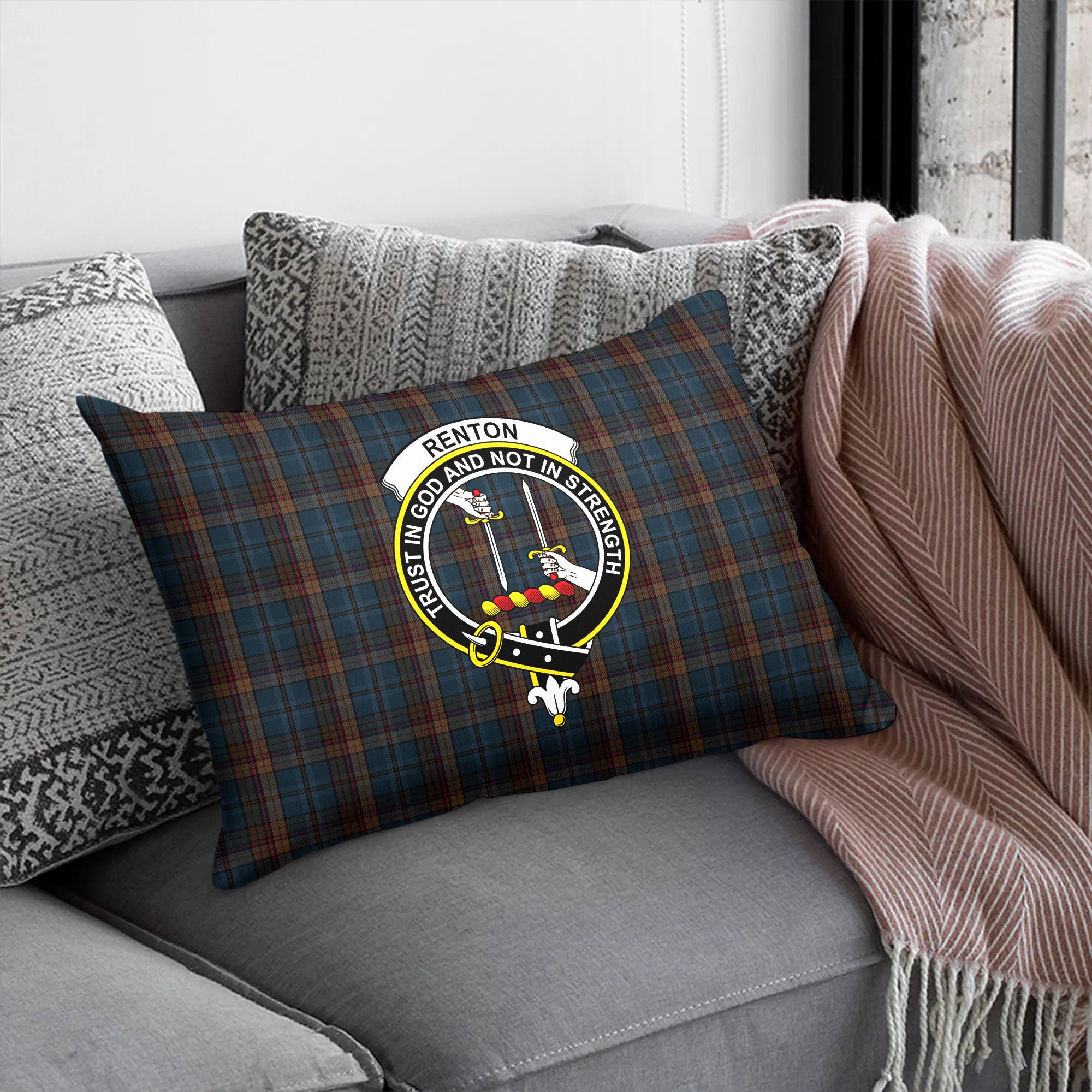 Renton Tartan Crest Pillow Cover