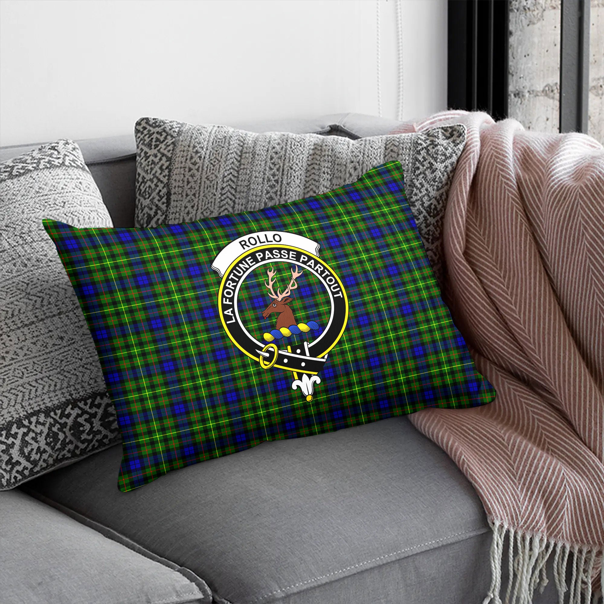 Rollo Modern Tartan Crest Pillow Cover