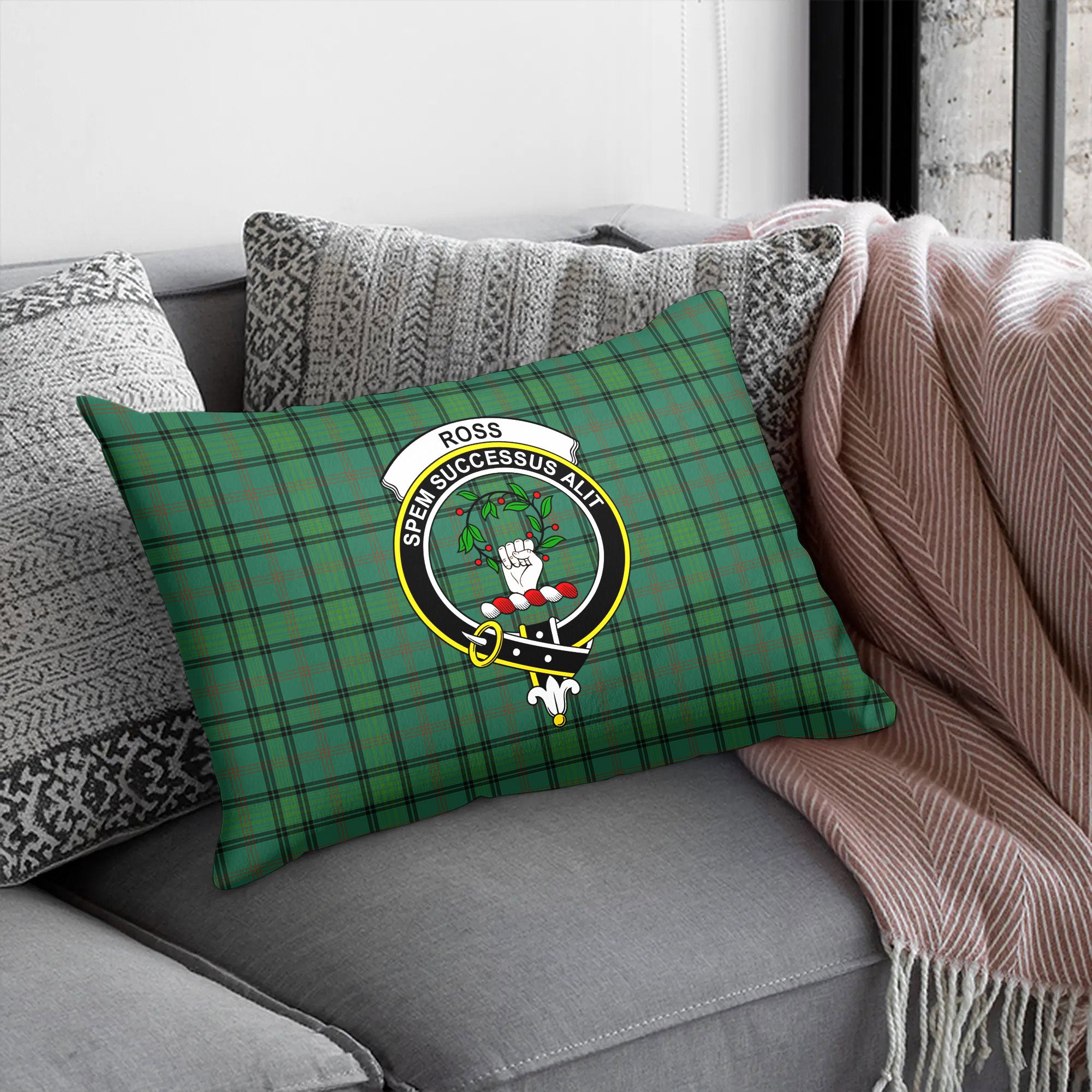 Ross Hunting Ancient Tartan Crest Pillow Cover