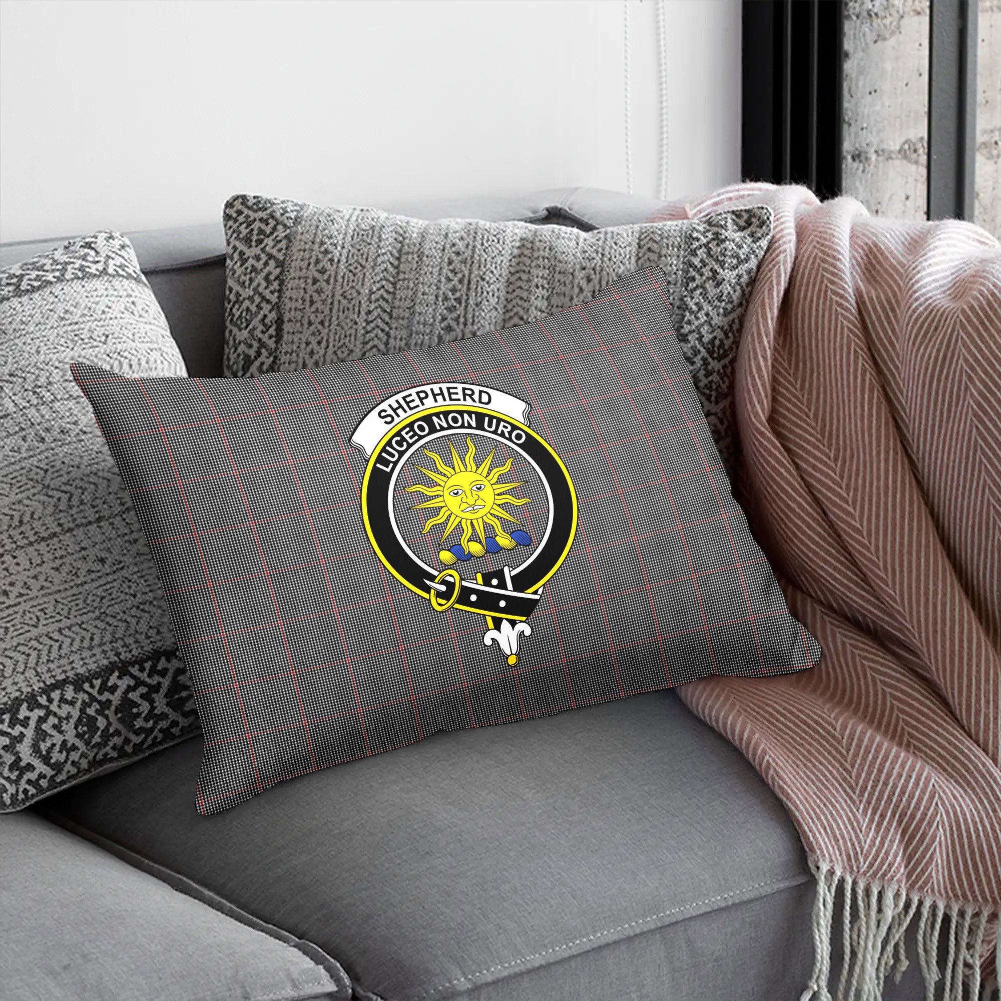 Shepherd Tartan Crest Pillow Cover