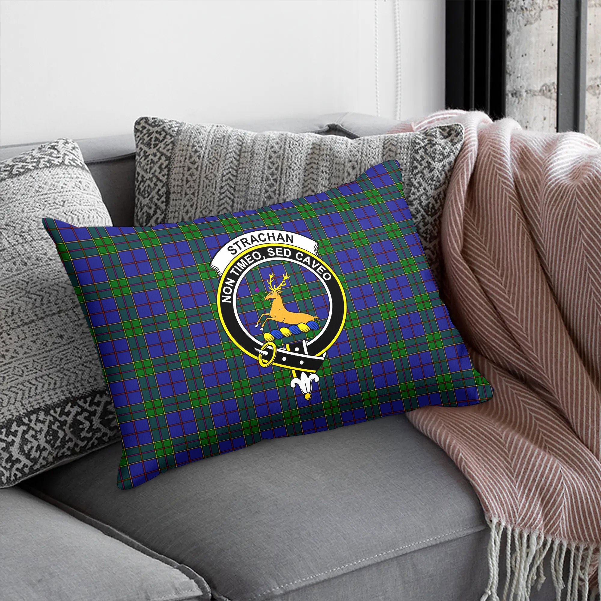 Strachan Tartan Crest Pillow Cover