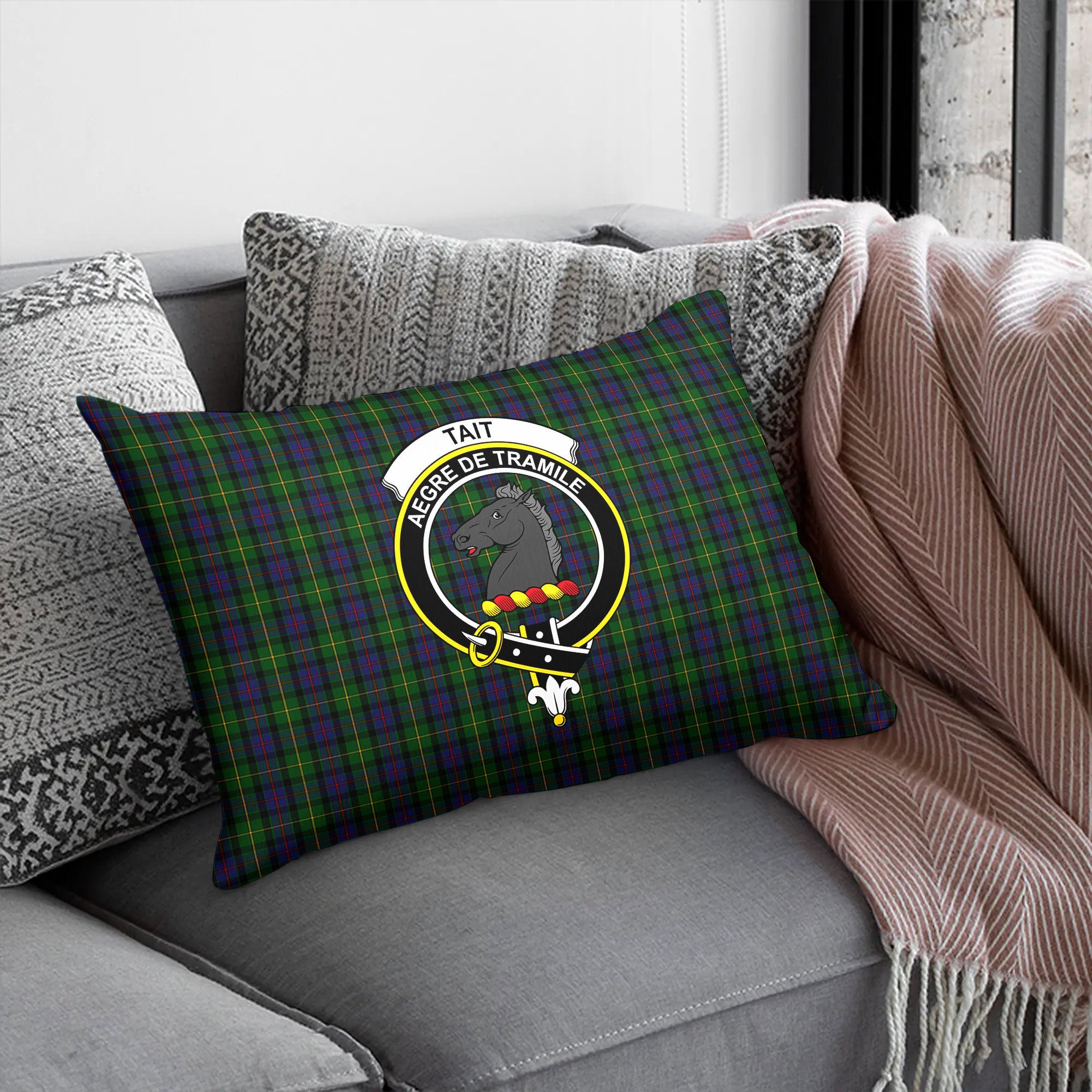 Tait Tartan Crest Pillow Cover