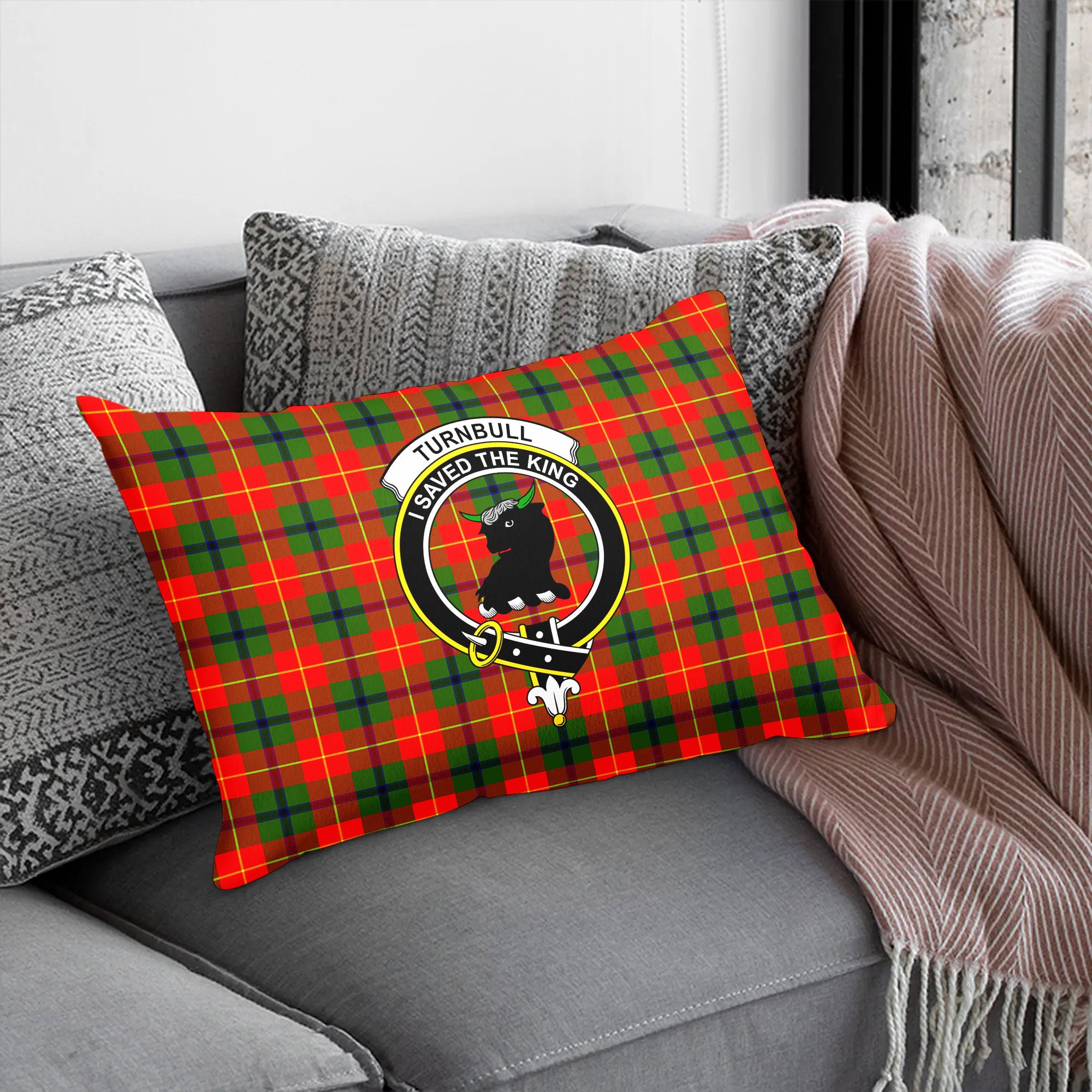 Turnbull Dress Tartan Crest Pillow Cover