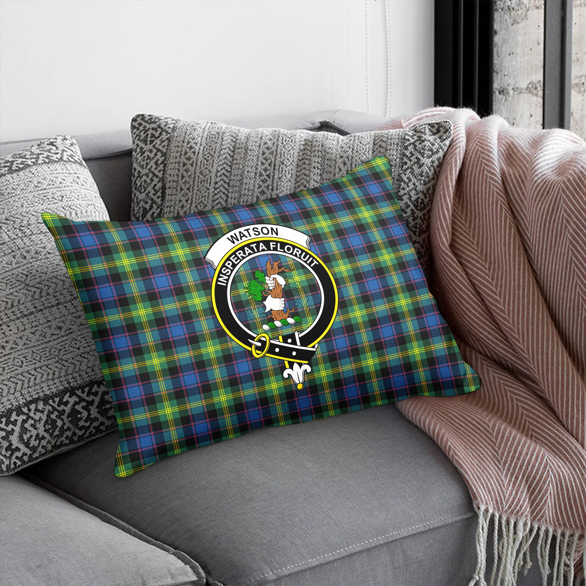 Watson Ancient Tartan Crest Pillow Cover