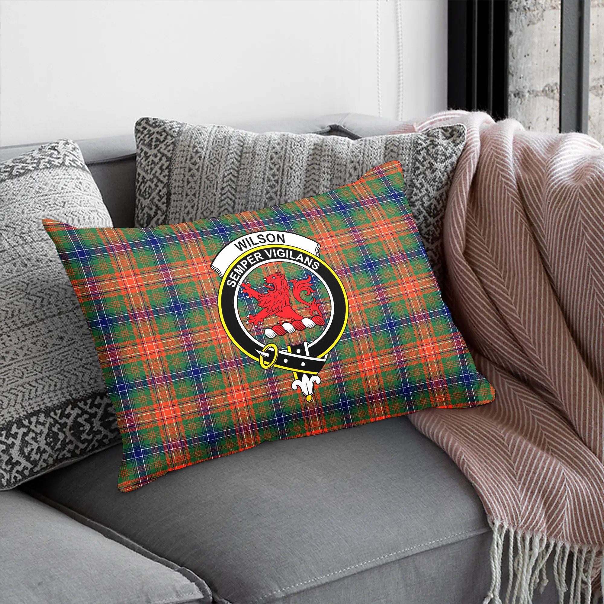 Wilson Ancient Tartan Crest Pillow Cover