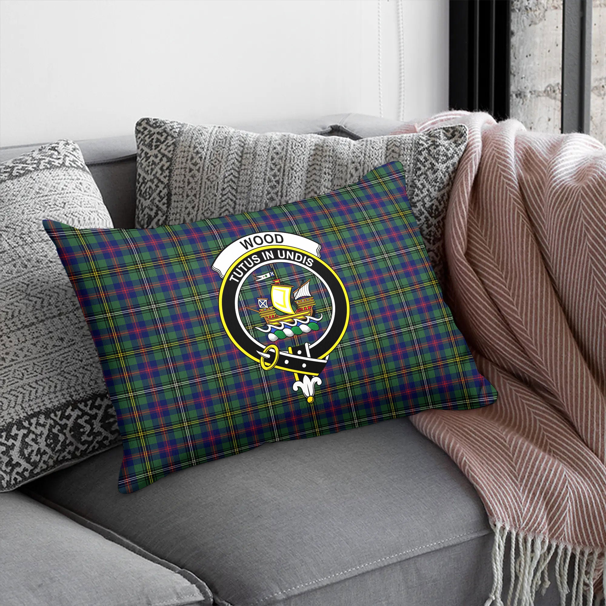 Wood Tartan Crest Pillow Cover