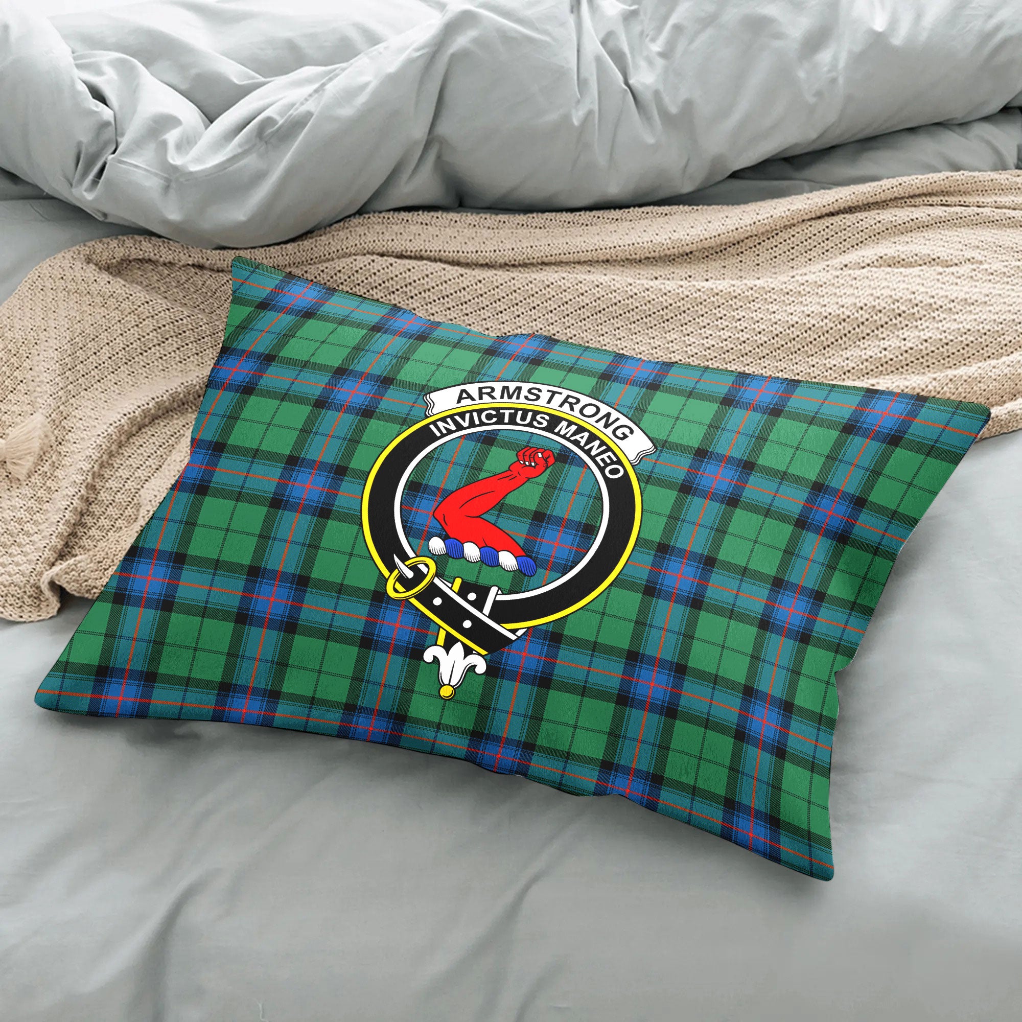 Armstrong Ancient Tartan Crest Pillow Cover