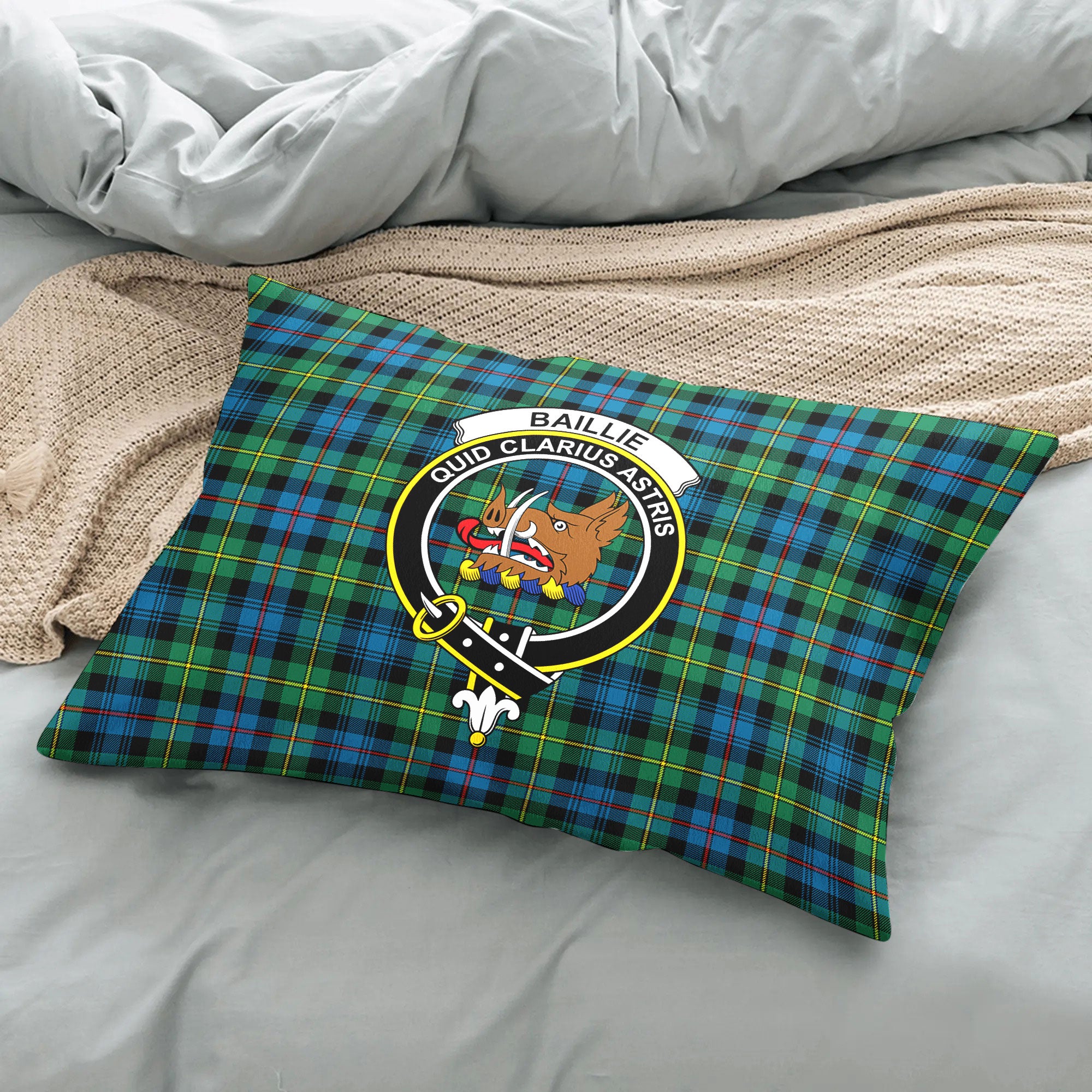 Baillie Ancient Tartan Crest Pillow Cover