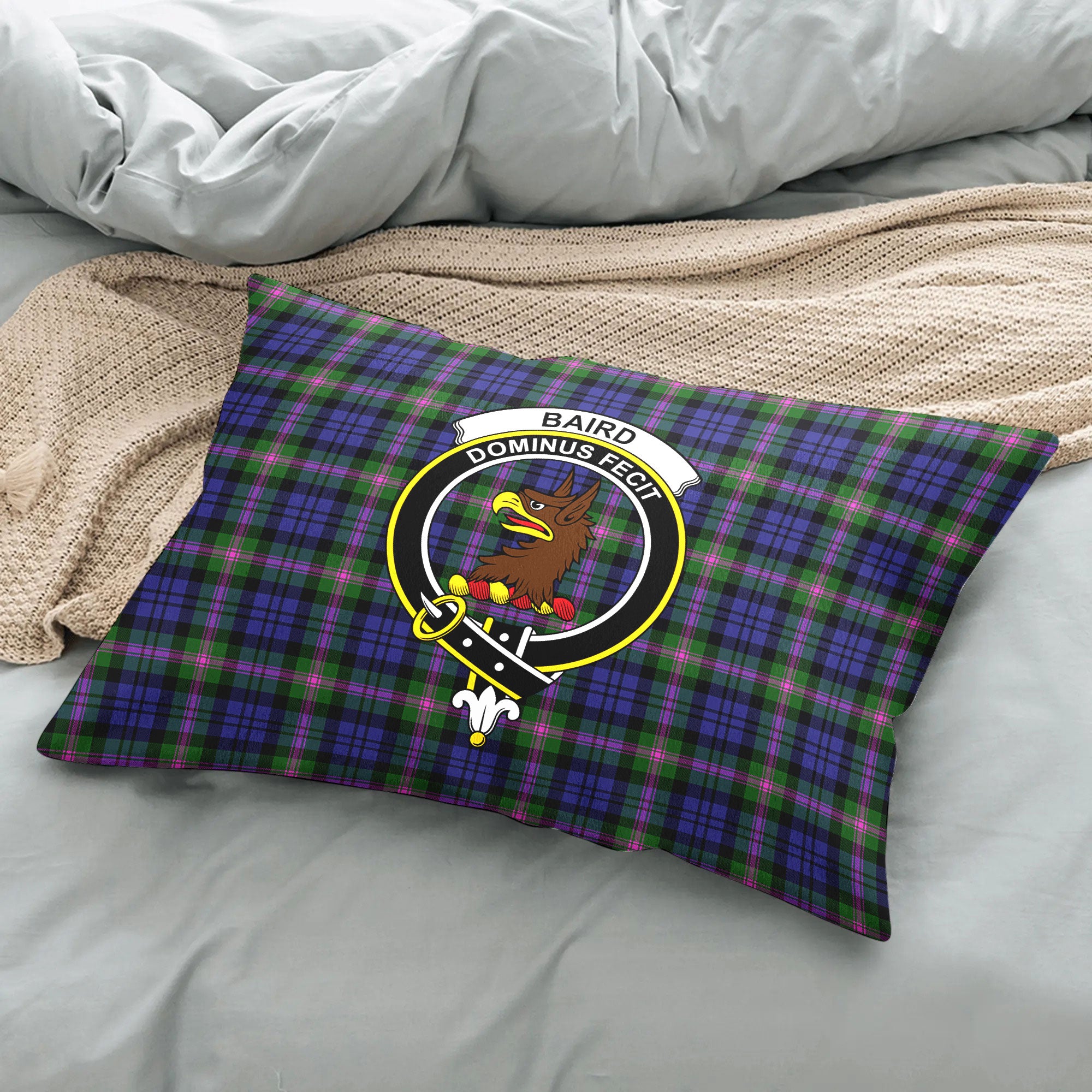 Baird Modern Tartan Crest Pillow Cover