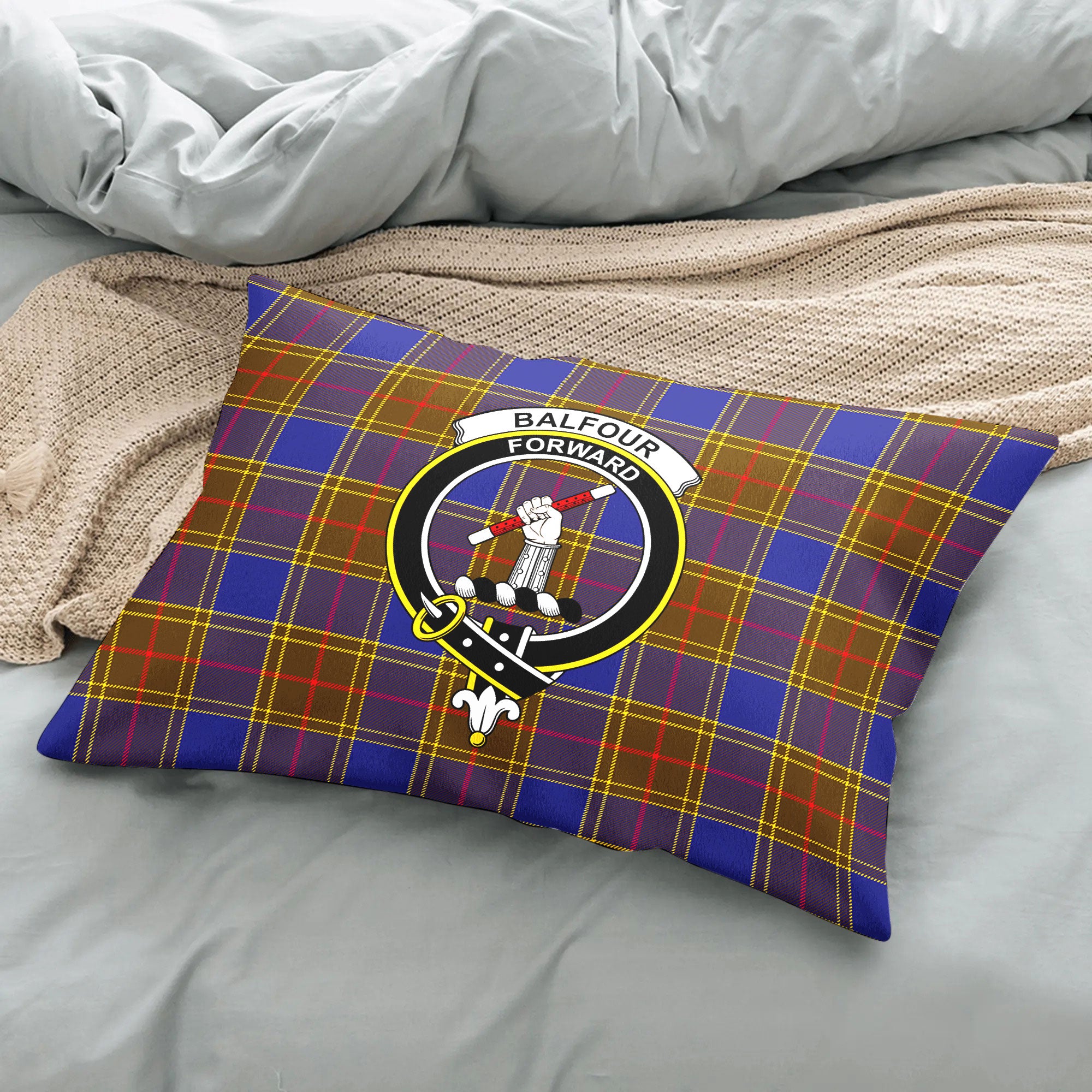 Balfour Modern Tartan Crest Pillow Cover