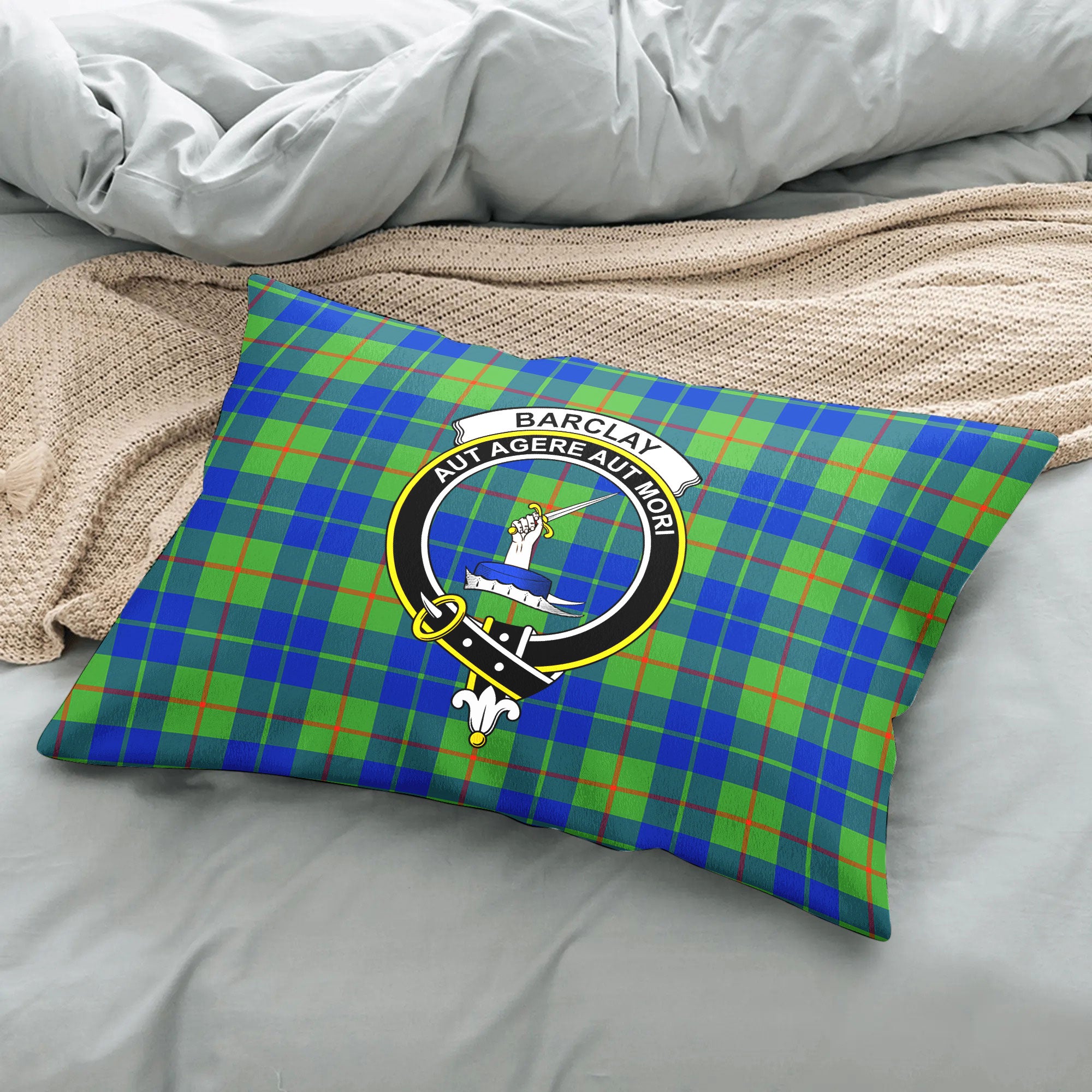 Barclay Hunting Ancient Tartan Crest Pillow Cover