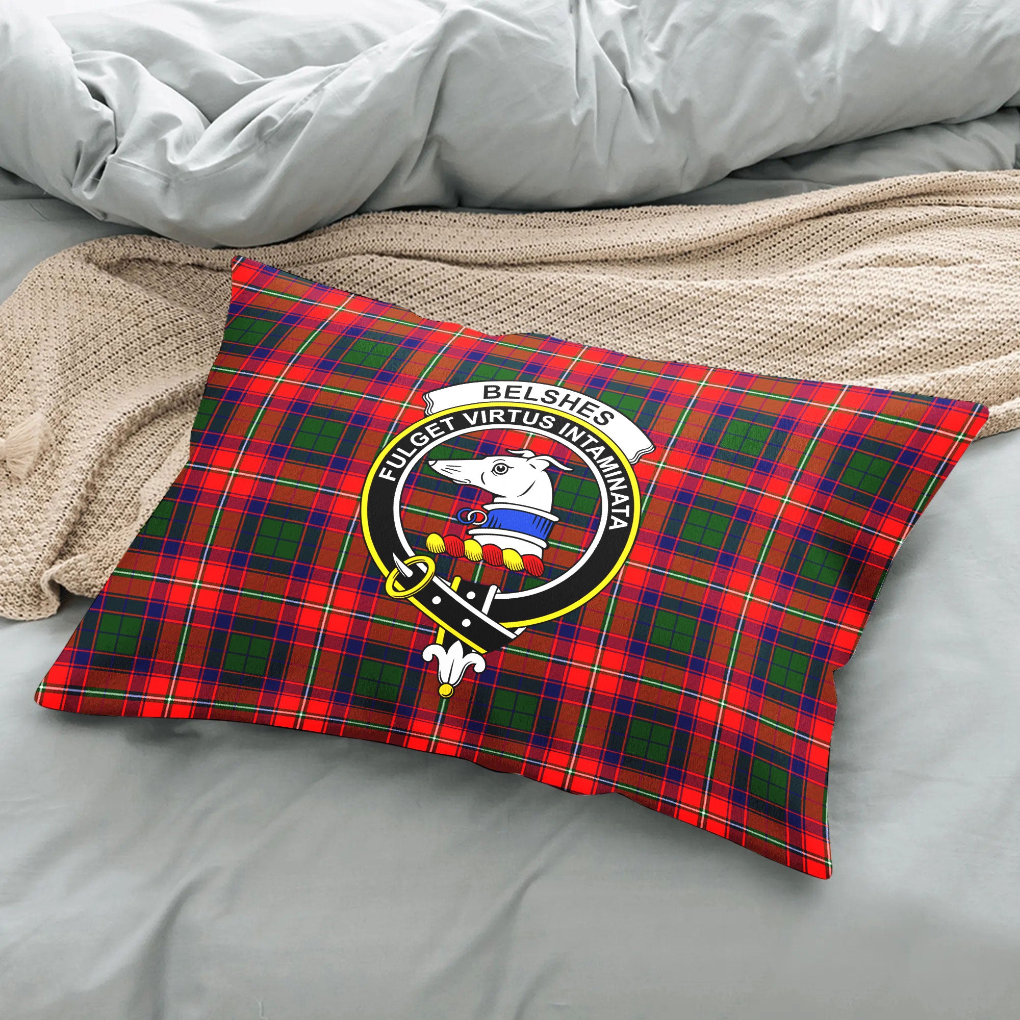 Belshes Tartan Crest Pillow Cover