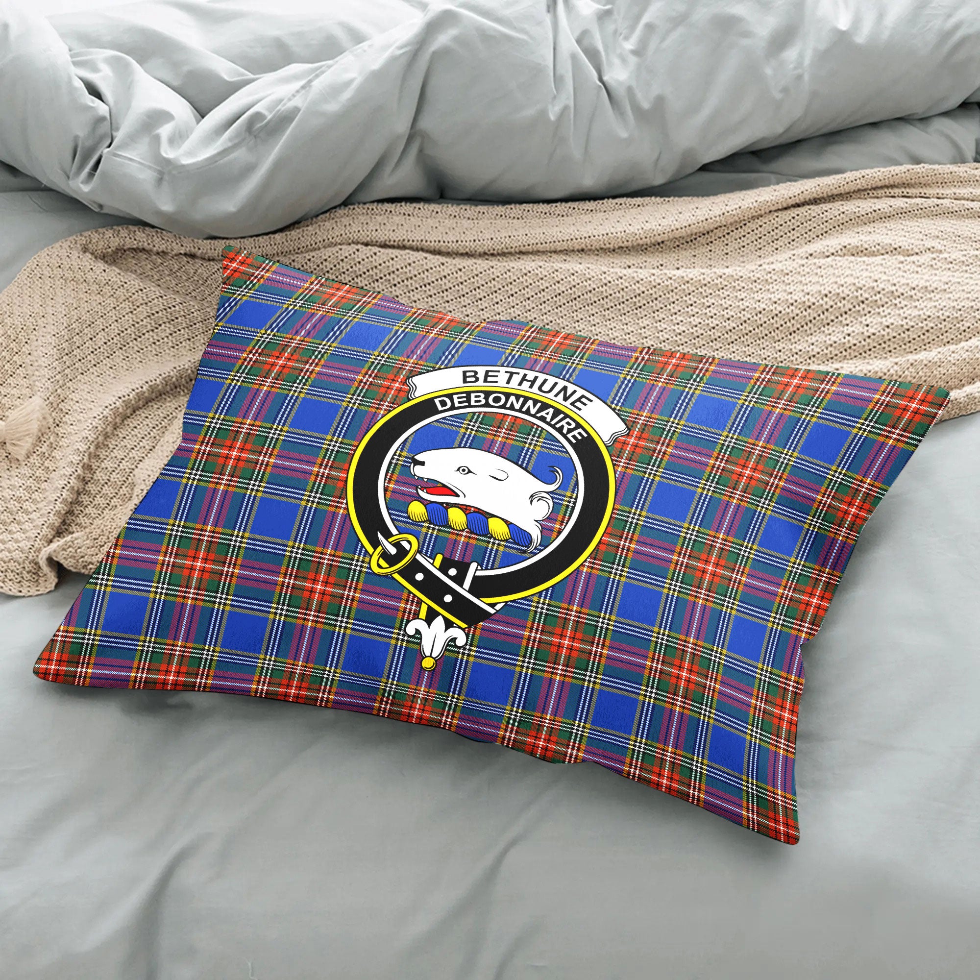 Bethune Ancient Tartan Crest Pillow Cover