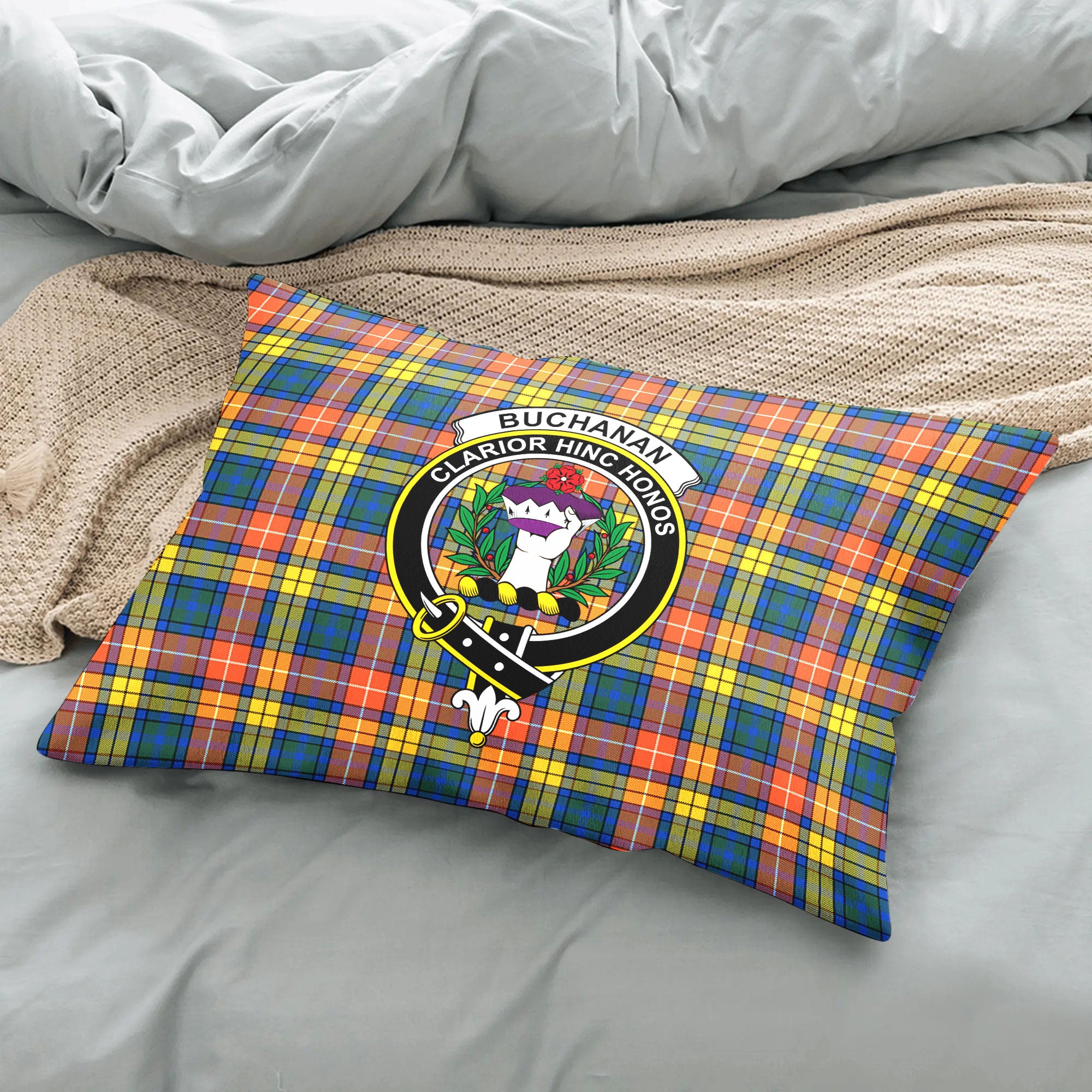 Buchanan Ancient Tartan Crest Pillow Cover