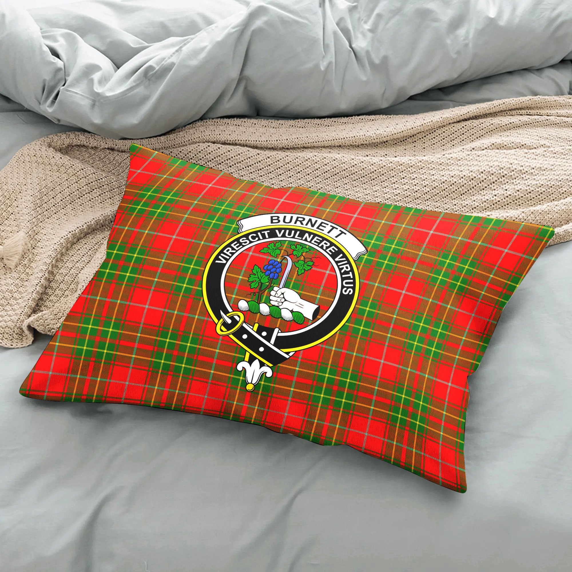 Burnett Ancient Tartan Crest Pillow Cover