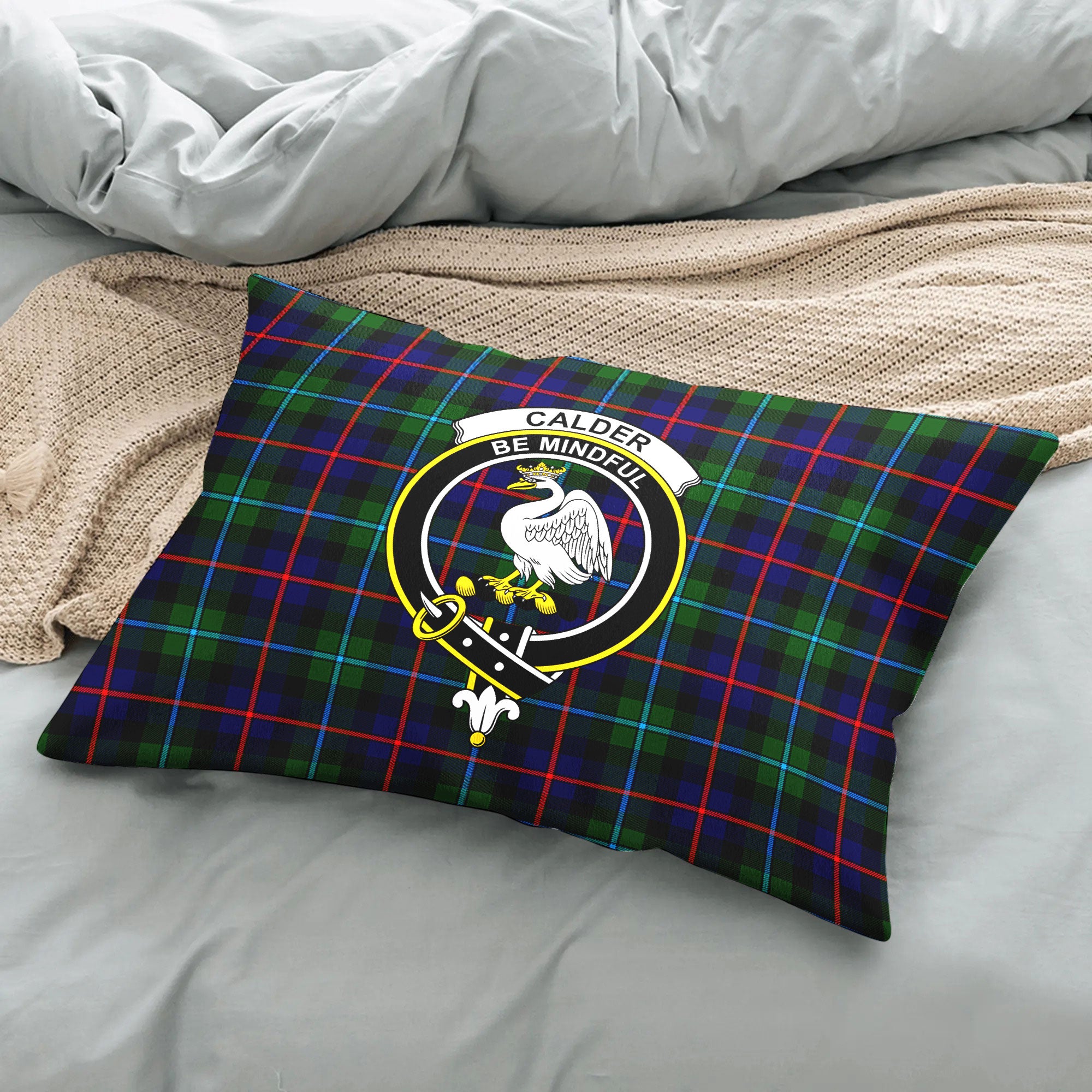 Calder (Calder-Campbell) Tartan Crest Pillow Cover