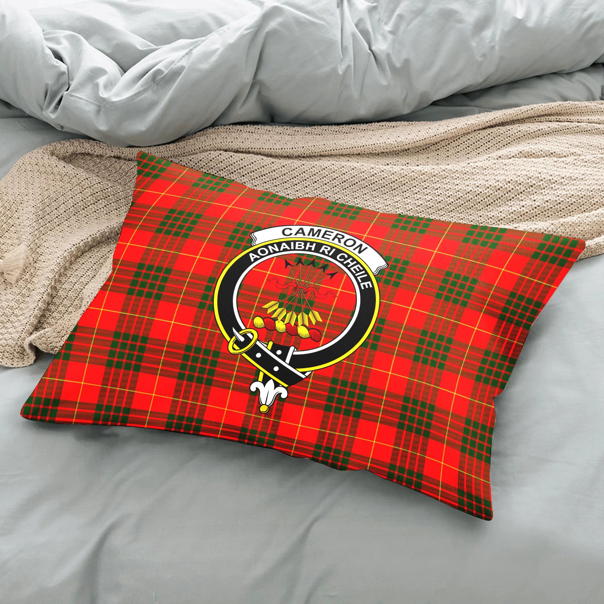 Cameron Modern Tartan Crest Pillow Cover